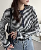 【ディスコート/Discoat】の【20色展開/インナー使いにも◎】ワッフルボーダー長袖Tシャツ《WEB限定》 ミッドナイトブルー|ID: prp329100004942826 ipo3291000000037245318