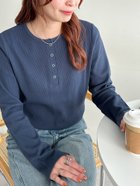 【ディスコート/Discoat】の【20色展開/インナー使いにも◎】ワッフルボーダー長袖Tシャツ《WEB限定》 ネイビー|ID: prp329100004942826 ipo3291000000037245322