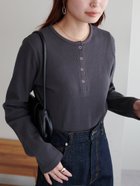 【ディスコート/Discoat】の【20色展開/インナー使いにも◎】ワッフルボーダー長袖Tシャツ《WEB限定》 チャコールグレー|ID: prp329100004942826 ipo3291000000037245355