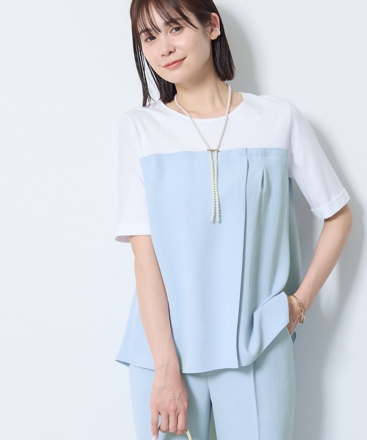 【インディヴィ/INDIVI】の【着る日傘/SETUP可能】ビスチェレイヤード風トップス インテリア・キッズ・メンズ・レディースファッション・服の通販 founy(ファニー) 　ファッション　Fashion　レディースファッション　Fashion for Women　トップス・カットソー　Cut & Sew Tops　ビスチェ　Bustiers & Corset Tops / Layered Bustier Style　セットアップ　Matching Sets　レディーストップス・ブラウス　Tops & Blouses / Assorted Women's Tops　レイングッズ・傘・晴雨兼用傘　Umbrellas & Rain Gear　おすすめ　Recommended / Our Picks　ジャケット　Jacket, Outerwear　ストレッチ　Stretch, Stretchy Fabric　スマート　Smart, Elegant　セットアップ　Set-Up, Coordinated Outfit　ダブル　Double, Double-Breasted　デニム　Denim, Jeans Material　ドッキング　Docking, Mixed Material　ビスチェ　Bustier, Corset Top　ワイド　Wide, Wide Fit　ヴィンテージ　Vintage Style　半袖　Short Sleeve, Half Sleeve　日傘　Parasol, UV Umbrella　サックスブルー|ID: prp329100004942832 ipo3291000000037099576