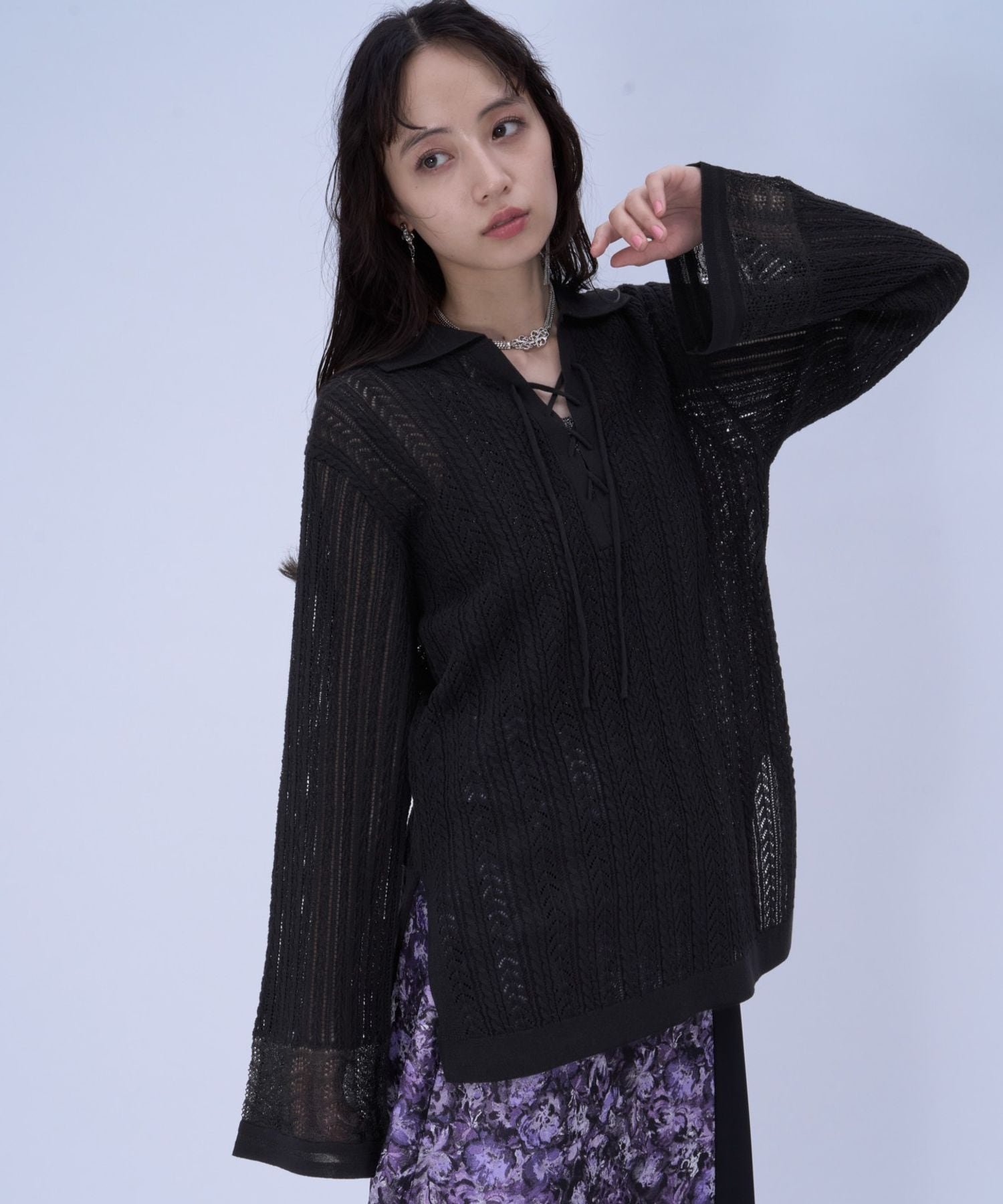 【ハレ/HARE】のスキッパースカシアミトップス インテリア・キッズ・メンズ・レディースファッション・服の通販 founy(ファニー) 　ファッション　Fashion　レディースファッション　Fashion for Women　トップス・カットソー　Cut & Sew Tops　おすすめ　Recommended / Our Picks　ウェーブ　Wavy Pattern　ショート　Short, Short Length　スキッパー　Skipper, Open Collar　ストレート　Straight, Straight Cut　タンク　Tank Top, Sleeveless Top　ハイネック　High Neck, Mock Neck　フレア　Flare, Flared　ボトム　Bottoms, Lower Wear　ミドル　Middle Length, Mid Height　レース　Lace, Lace Fabric　ワイド　Wide, Wide Fit　夏　Summer　透かし　Cut-Out, Lacework　ブラック09|ID: prp329100004942840 ipo3291000000037099637