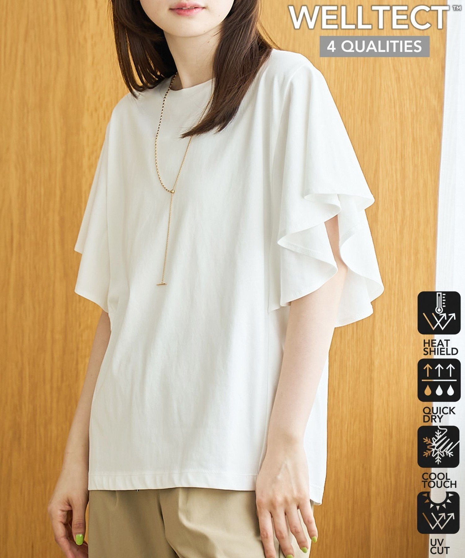 【コーエン/COEN】の【UVカット・接触冷感】WELLTECT USAコットン フレアスリーブ Tシャツ インテリア・キッズ・メンズ・レディースファッション・服の通販 founy(ファニー) 　ファッション　Fashion　レディースファッション　Fashion for Women　トップス・カットソー　Cut & Sew Tops　シャツ・ブラウス・オフィスカジュアル　Elegant Blouses & Button-Ups　ロングTシャツ・Tシャツ　Longline T-Shirts & Tees　キャミワンピース　Cami Dress, Slip Dress　吸水　Absorbent, Quick-Dry　シンプル　Simple, Minimal　スリーブ　Sleeve, Long Sleeve / Short Sleeve　デニム　Denim, Jeans Material　ノースリーブ　Sleeveless, No-Sleeve　人気　Popular, Best Seller　フリル　Frill, Ruffle　フレア　Flare, Flared　ボトム　Bottoms, Lower Wear　リネン　Linen, Linen Fabric　リラックス　Relax, Relaxed Fit　夏　Summer　エレガント 上品　Elegant　2026年　2026　OFF WHITE|ID: prp329100004942842 ipo3291000000037099644