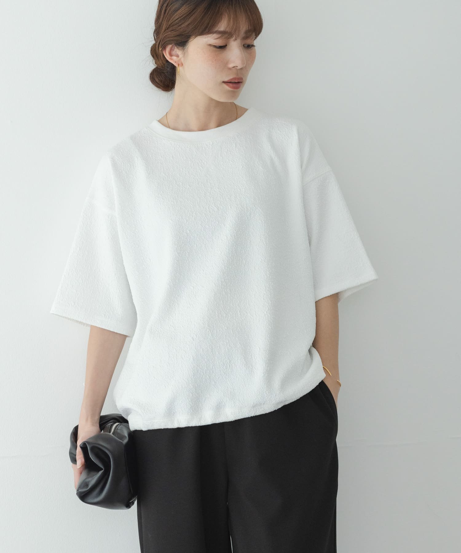 【サニーレーベル/Sonny Label / URBAN RESEARCH】のカットジャガードドロスト五分袖プルオーバー インテリア・キッズ・メンズ・レディースファッション・服の通販 founy(ファニー) 　ファッション　Fashion　レディースファッション　Fashion for Women　トップス・カットソー　Cut & Sew Tops　カジュアルプルオーバー・ニットトップス　Pullovers & Knit Tops / Casual Pullovers　2026年　2026　おすすめ　Recommended / Our Picks　カットソー　Cut and Sewn Top　シンプル　Simple, Minimal　ブラウジング　Blouson Silhouette, Cinched Waist　ワイド　Wide, Wide Fit　夏　Summer　春　Spring　S/S・春夏　SS, Spring/Summer, Warm Season　秋　Autumn　オフホワイト|ID: prp329100004942845 ipo3291000000037099663