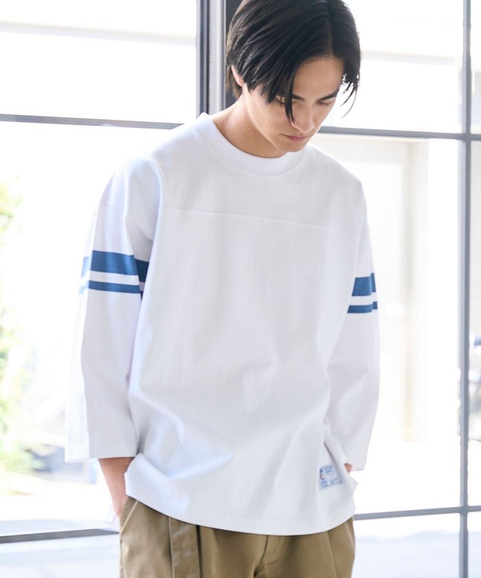 【コーエン/COEN】のRepurヘビーコットン七分袖フットボールTシャツ【抗菌性,消臭性】 インテリア・キッズ・メンズ・レディースファッション・服の通販 founy(ファウニー) https://founy.com/ ファッション Fashion レディースファッション Fashion for Women トップス・カットソー Cut & Sew Tops シャツ・ブラウス・オフィスカジュアル Elegant Blouses & Button-Ups ロングTシャツ・Tシャツ Longline T-Shirts & Tees 2026年 2026 2026春夏・S/S Spring/Summer 2026 SS26 イラスト Illustration シンプル Simple, Minimal スポーツ Sports, Activewear プリント Print, Printed Pattern リラックス Relax, Relaxed Fit 抗菌 Antibacterial, Bacteria-Resistant |ID: prp329100004942850 ipo3291000000037260723