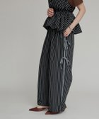 【フーク/W Huku】のブロードストライプサイドリボンパンツ ブラック|ID: prp329100004942859 ipo3291000000037099736