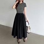 【ココモモ/COCOMOMO】のドッキングワンピース 夏ワンピース 選べるデザイン ワンピース レディース 半袖・ブラックボーダー|ID: prp329100004942868 ipo3291000000037099781