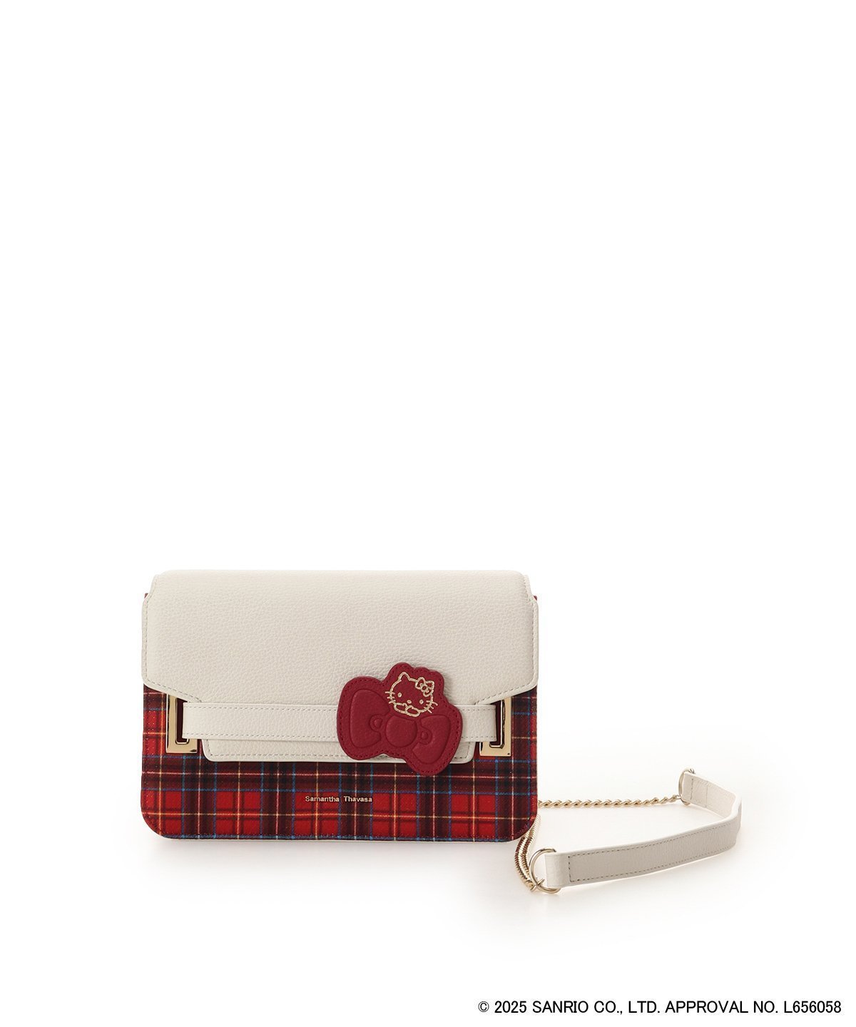 【サマンサタバサ/SamanTha Thavasa】の「ハローキティ」コレクション ショルダーバッグ インテリア・キッズ・メンズ・レディースファッション・服の通販 founy(ファニー) 　ファッション　Fashion　レディースファッション　Fashion for Women　バッグ　Bags　コレクション　Collection, Seasonal Line　チェック　Check, Plaid, Tartan　プリント　Print, Printed Pattern　ポケット　Pocket, Pocket Detail　モチーフ　Motif, Design Theme　リボン　Ribbon, Bow　人気　Popular, Best Seller　財布　Wallet, Purse　オフホワイト|ID: prp329100004942873 ipo3291000000037099799