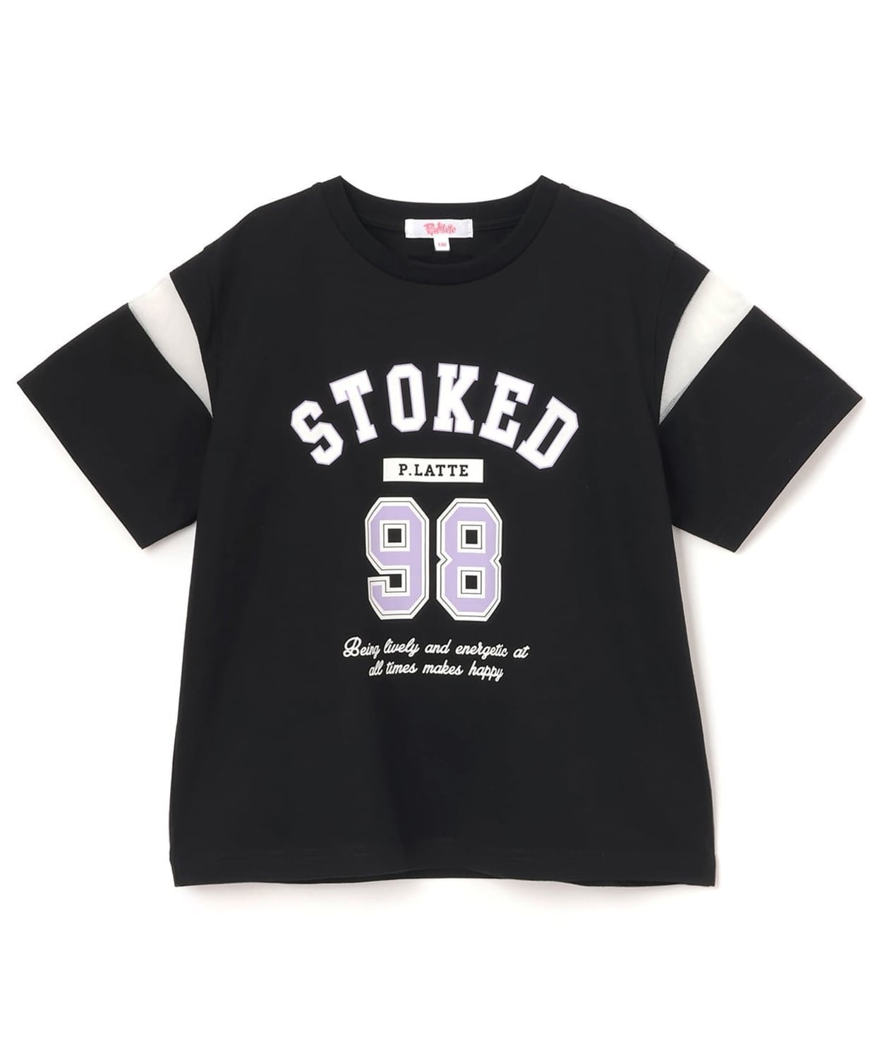 【ナルミヤ オンライン/NARUMIYA ONELINE / KIDS】の袖チュール切替ナンバリング半袖Tシャツ インテリア・キッズ・メンズ・レディースファッション・服の通販 founy(ファニー) 　ファッション　Fashion　キッズファッション　Fashion for Kids　ガーリー　Girly, Feminine Style　スマート　Smart, Elegant　チュール　Tulip, Tulip Motif　プリント　Print, Printed Pattern　ベーシック　Basic, Essential　ポケット　Pocket, Pocket Detail　ミニスカート　Mini Skirt, Short Skirt　入学式　Entrance Ceremony　切替　Switching, Contrast Panel　半袖　Short Sleeve, Half Sleeve　黒|ID: prp329100004943079 ipo3291000000037102704