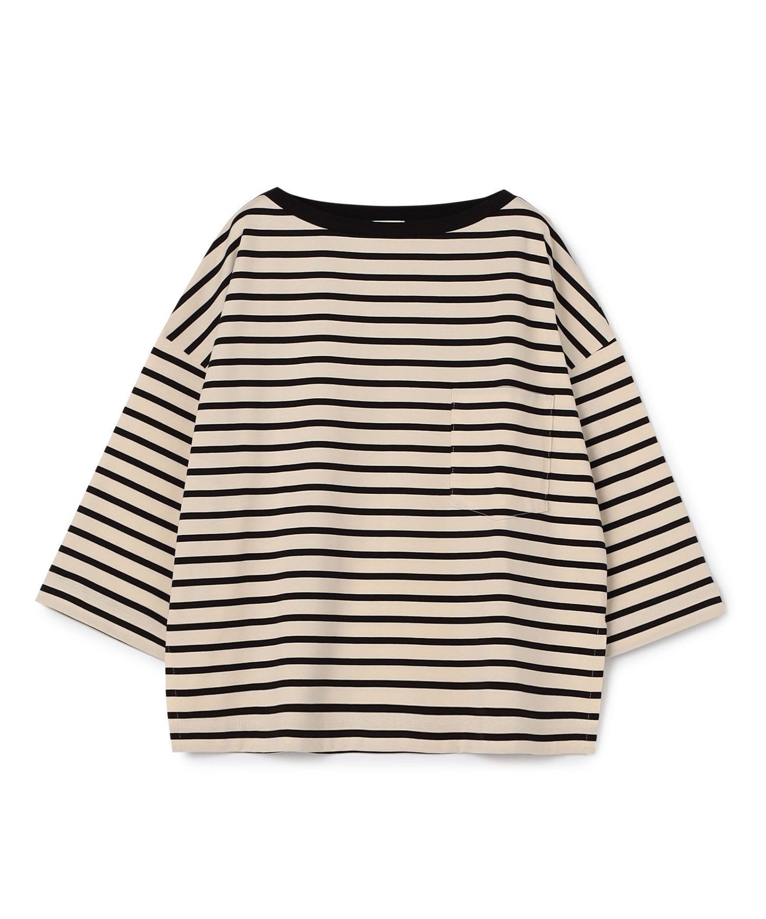 【トゥモローランド/TOMORROWLAND】のファインコットンボーダー ビックTシャツ インテリア・キッズ・メンズ・レディースファッション・服の通販 founy(ファニー) 　ファッション　Fashion　レディースファッション　Fashion for Women　トップス・カットソー　Cut & Sew Tops　シャツ・ブラウス・オフィスカジュアル　Elegant Blouses & Button-Ups　ロングTシャツ・Tシャツ　Longline T-Shirts & Tees　コンパクト　Compact, Small Size　シンプル　Simple, Minimal　ビッグ　Big, Oversized　ボーイズ　Boyish, Boy Style　ボーダー　Border, Stripe　ポケット　Pocket, Pocket Detail　リラックス　Relax, Relaxed Fit　人気　Popular, Best Seller　定番　Standard, Basic Item　16 ベージュ系|ID: prp329100004943087 ipo3291000000037102847