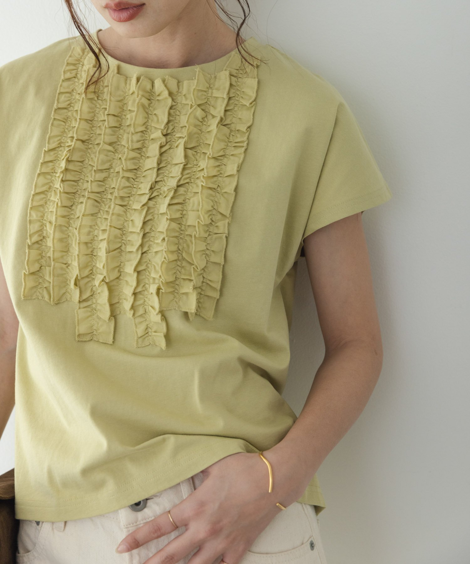 【サニーレーベル/Sonny Label / URBAN RESEARCH】のフロントフリルプルオーバー インテリア・キッズ・メンズ・レディースファッション・服の通販 founy(ファニー) 　ファッション　Fashion　レディースファッション　Fashion for Women　トップス・カットソー　Cut & Sew Tops　カジュアルプルオーバー・ニットトップス　Pullovers & Knit Tops / Casual Pullovers　2026年　2026　2026春夏・S/S　Spring/Summer 2026 SS26　インナー　Innerwear　カーディガン　Cardigan, Knitwear　シンプル　Simple, Minimal　ジャケット　Jacket, Outerwear　スリーブ　Sleeve, Long Sleeve / Short Sleeve　フリル　Frill, Ruffle　フレンチ　French, French Style　ボトム　Bottoms, Lower Wear　夏　Summer　S/S・春夏　SS, Spring/Summer, Warm Season　グリーン系その他|ID: prp329100004943091 ipo3291000000037102899