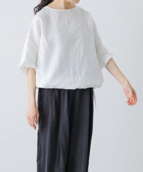 【かぐれ/kagure / URBAN RESEARCH】のリネンフリルスリーブプルオーバー 大人の最旬トレンドファッション＆コーディネート founy(ファウニー) ファッション Fashion レディースファッション Fashion for Women トップス・カットソー Cut & Sew Tops カジュアルプルオーバー・ニットトップス Pullovers & Knit Tops / Casual Pullovers 2026年 2026 2026春夏・S/S Spring/Summer 2026 SS26 おすすめ Recommended / Our Picks サロペット Overalls, Salopette ストレート Straight, Straight Cut ドローコード Drawcord, Drawstring Cord フリル Frill, Ruffle ブラウジング Blouson Silhouette, Cinched Waist ボトム Bottoms, Lower Wear リネン Linen, Linen Fabric ワイド Wide, Wide Fit 夏 Summer S/S・春夏 SS, Spring/Summer, Warm Season |ID:prp329100004943106