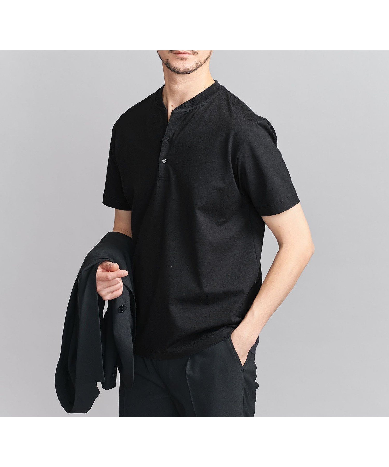 【ビューティ&ユース ユナイテッドアローズ/BEAUTY&YOUTH / UNITED ARROWS / MEN】の【WEB限定 WARDROBE SMART】クリア ガスコットン ヘンリーネック カットソー【抗菌・防臭】 インテリア・キッズ・メンズ・レディースファッション・服の通販 founy(ファニー) 　ファッション　Fashion　メンズファッション　Fashion for Men　トップス・カットソー　Cut & Sew Tops　インナー　Innerwear　カットソー　Cut and Sewn Top　抗菌　Antibacterial, Bacteria-Resistant　ジャケット　Jacket, Outerwear　スキッパー　Skipper, Open Collar　スマート　Smart, Elegant　スリム　Slim, Slim Fit　バランス　Balance, Style Balance　パターン　Pattern, Design Print　ファブリック　Fabric, Textile　フィット　Fit, Slim Fit　モックネック　Mock Neck, Short Turtleneck　おすすめ　Recommended / Our Picks　ビジネス 仕事 通勤　Business / Work / Commuting　BLACK|ID: prp329100004949930 ipo3291000000037145691