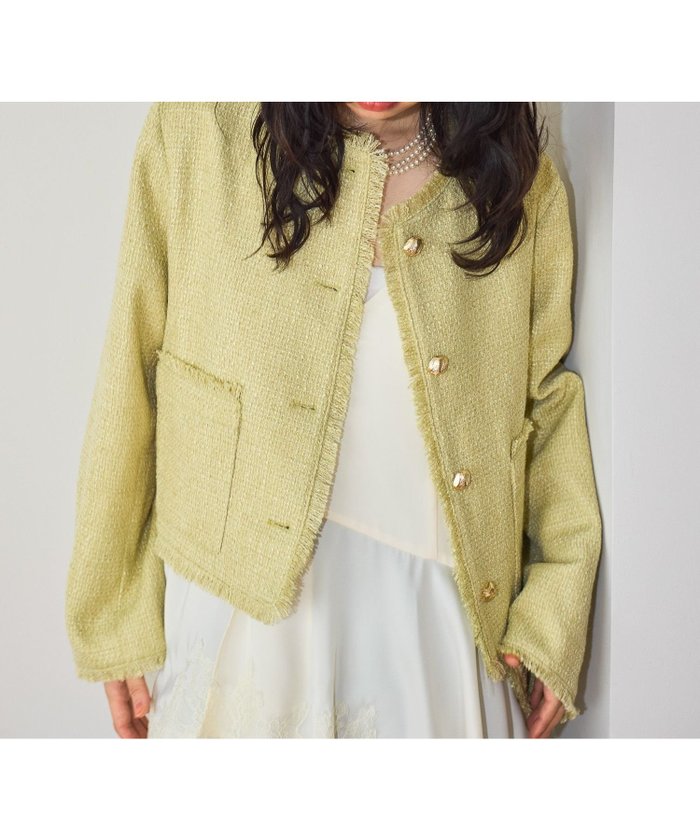 【ミスティ ウーマン/mysty woman】のライトツイードジャケット インテリア・キッズ・メンズ・レディースファッション・服の通販 founy(ファニー) https://founy.com/ ファッション Fashion レディースファッション Fashion for Women アウター Coat / Outerwear Collection レディースジャケット・軽アウター Jackets クラシカル Classical, Vintage-Inspired コンパクト Compact, Small Size ジャケット Jacket, Outerwear セレモニー Ceremony ツイード Twill, Twill Weave メタル Metal, Metal Parts ループ Loop, Loop Knit 春 Spring |ID: prp329100004950043 ipo3291000000037146524