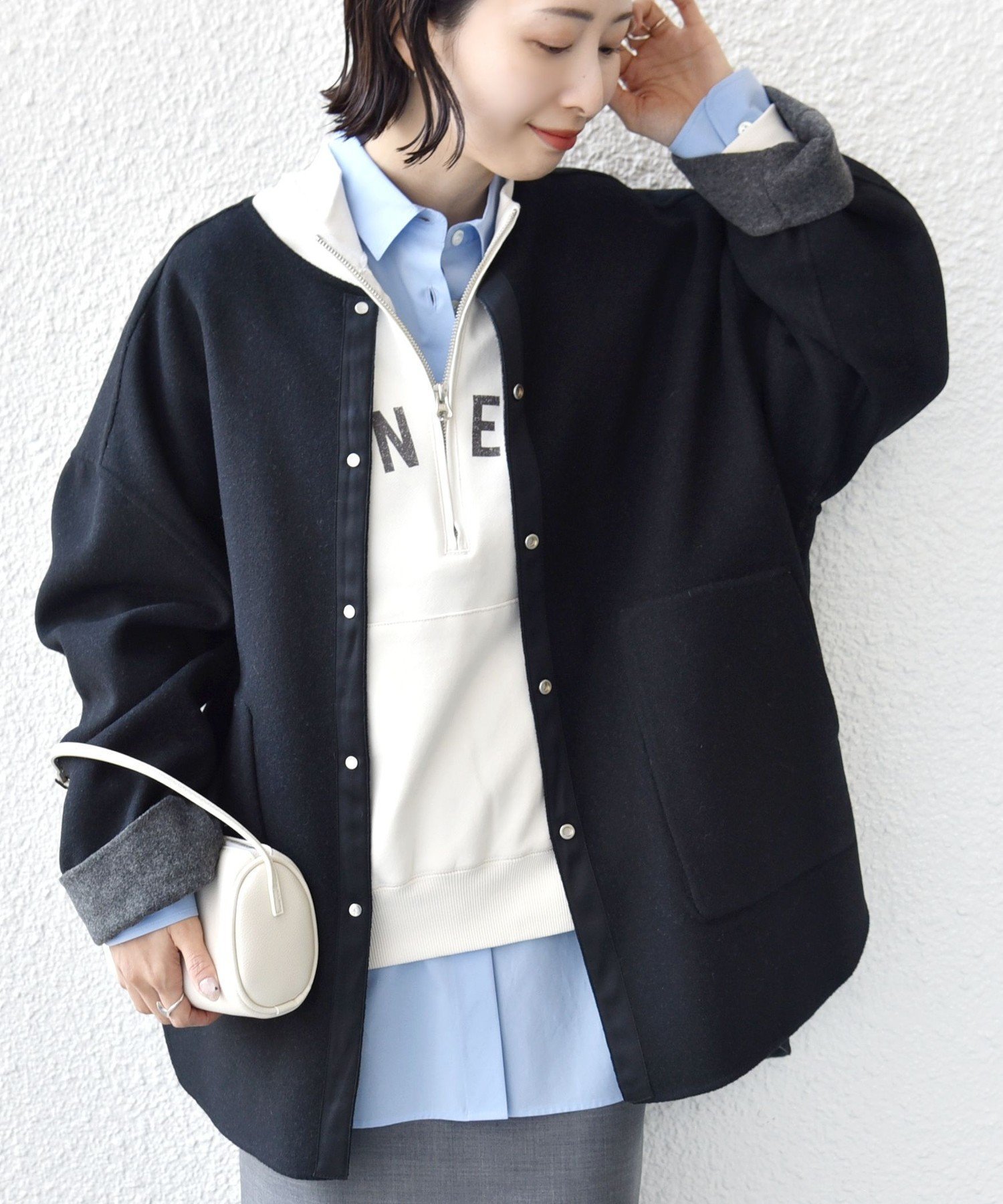 【シップス フォー ウィメン/SHIPS】のセミ 梳毛 配色 リバー ノーカラー コート 人気、トレンドファッション・服の通販 founy(ファニー) 　ファッション　Fashion　レディースファッション　Fashion for Women　アウター　Coat / Outerwear Collection　コート・ロングコート・ピーコート　Long Coats, Peacoats & More　カーディガン　Cardigan, Knitwear　サテン　Satin, Glossy Fabric　ショート　Short, Short Length　シルバー　Silver, Metallic Silver　ダブル　Double, Double-Breasted　フェイス　Face, Facial Design　ポケット　Pocket, Pocket Detail　リバーシブル　Reversible, Two-Sided　おすすめ　Recommended / Our Picks　2025年　2025　2025-2026秋冬・A/W　Autumn/Winter 2025–26 AW25–26　 other-1|ID: prp329100004950148 ipo3291000000037147310