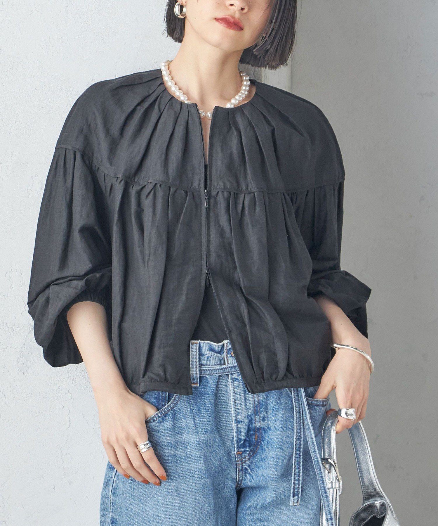 【シップス フォー ウィメン/SHIPS】の手洗い可能 リネン混 シアー ギャザー ブルゾン インテリア・キッズ・メンズ・レディースファッション・服の通販 founy(ファニー) 　ファッション　Fashion　レディースファッション　Fashion for Women　アウター　Coat / Outerwear Collection　ブルゾンジャケット・スポーティアウター　Blouson Jackets　春　Spring　ギャザー　Gathered, Ruffled　切替　Switching, Contrast Panel　シアー　Sheer, See-Through　スピンドル　Spindle, Drawcord　スポーティ　Sporty, Casual Athletic　ブルゾン　Blouson, Bomber Jacket　ヨーク　Yoke, Yoke Design　ランダム　Random, Irregular　リネン　Linen, Linen Fabric　おすすめ　Recommended / Our Picks　夏　Summer　エレガント 上品　Elegant　2025年　2025　2025春夏・S/S　Spring/Summer 2025 SS25　ブラック|ID: prp329100004950151 ipo3291000000037147326