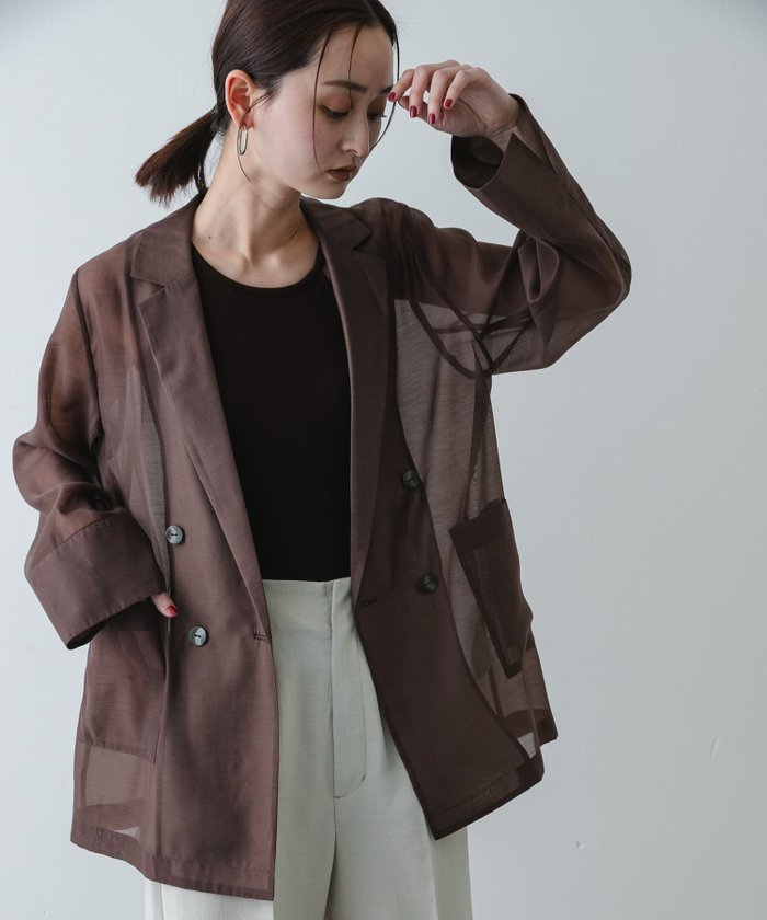 【センスオブプレイス/SENSE OF PLACE by URBAN RESEARCH】のシアーテーラードジャケット インテリア・キッズ・メンズ・レディースファッション・服の通販 founy(ファウニー) https://founy.com/ ファッション Fashion レディースファッション Fashion for Women アウター Coat / Outerwear Collection レディースジャケット・軽アウター Jackets テーラードジャケット / 通勤・きれいめスタイル Tailored Jackets & Blazers シンプル Simple, Minimal チェック Check, Plaid, Tartan トレンド Trend, Trending Now S/S・春夏 SS, Spring/Summer, Warm Season おすすめ Recommended / Our Picks 夏 Summer 2026年 2026 2026春夏・S/S Spring/Summer 2026 SS26 |ID: prp329100004950186 ipo3291000000037376964