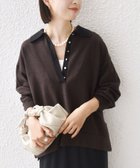 【シップス フォー ウィメン/SHIPS】の【WEB限定】 手洗い可能 サイド スリット ゴールド 釦 ポロ ニット ブラウン|ID:prp329100004950332