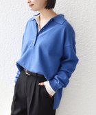 【シップス フォー ウィメン/SHIPS】の【WEB限定】 手洗い可能 サイド スリット ゴールド 釦 ポロ ニット ブルー|ID:prp329100004950332