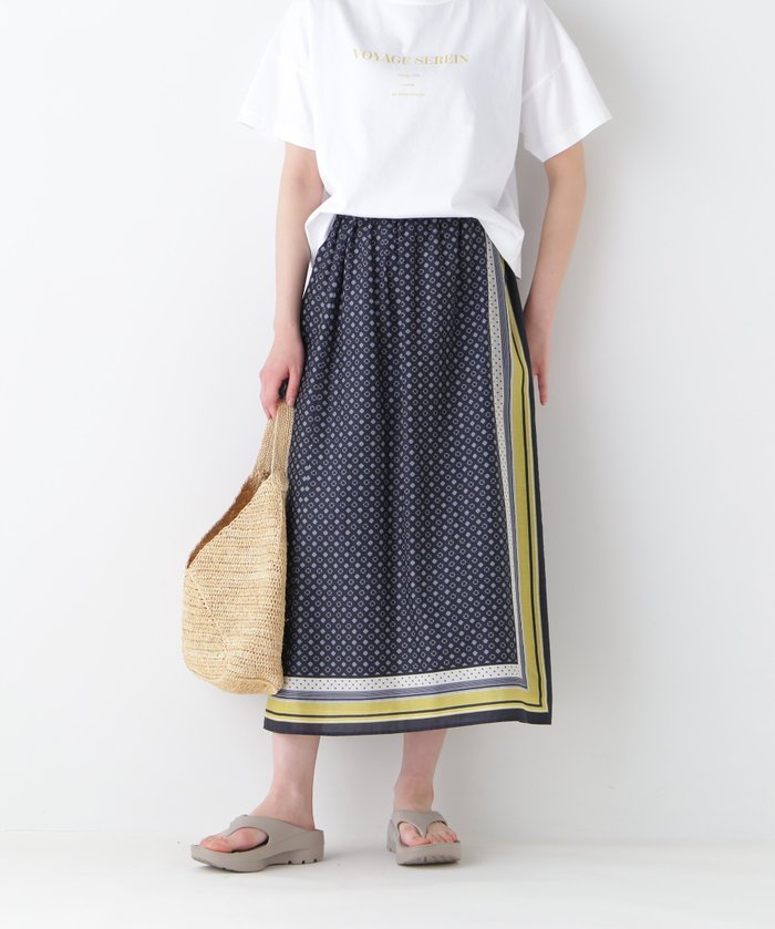 【ヒューマンウーマン/HUMAN WOMAN】のコットンセルロースパネル幾何プリントラップライクスカート インテリア・キッズ・メンズ・レディースファッション・服の通販 founy(ファニー) https://founy.com/ ファッション Fashion レディースファッション Fashion for Women スカート Skirts おすすめ Recommended / Our Picks ギャザー Gathered, Ruffled シンプル Simple, Minimal プリント Print, Printed Pattern ラップ Wrap, Wrap Design |ID: prp329100004950481 ipo3291000000037150097