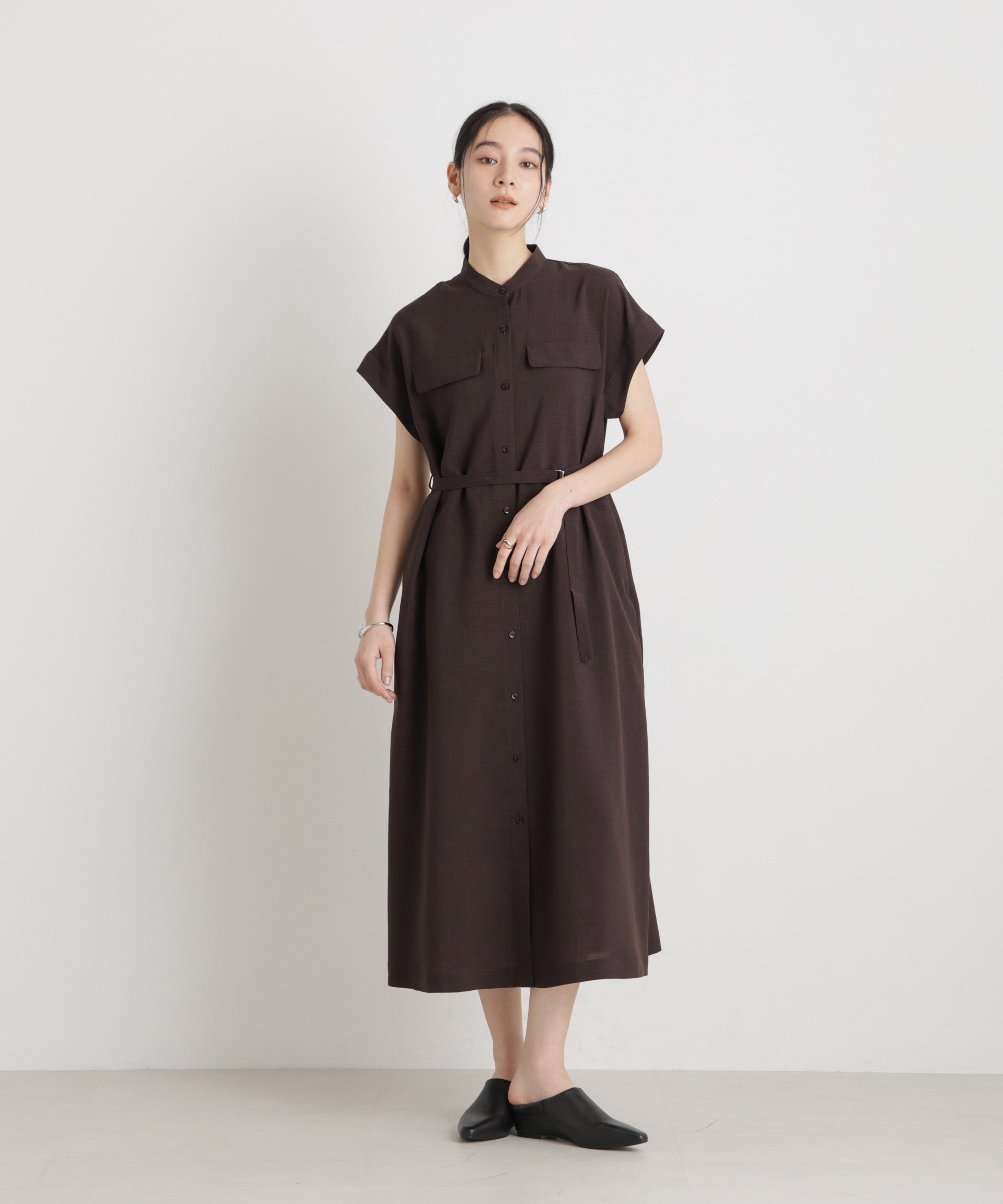 【ナノ ユニバース/nano universe】のメランジドライ ベルト付きワンピース(セットアップ可) インテリア・キッズ・メンズ・レディースファッション・服の通販 founy(ファニー) 　ファッション　Fashion　レディースファッション　Fashion for Women　ワンピース　Dresses　ベルト&ウエストマーク　Belts & Waist Accessories　カフス　Cuff Design　カーディガン　Cardigan, Knitwear　ジャケット　Jacket, Outerwear　スタンド　Stand Collar, Upright Stand　ストライプ　Stripe, Striped Pattern　ストレッチ　Stretch, Stretchy Fabric　スリーブ　Sleeve, Long Sleeve / Short Sleeve　セットアップ　Set-Up, Coordinated Outfit　人気　Popular, Best Seller　パターン　Pattern, Design Print　フラップ　Flap, Flap Pocket　フレンチ　French, French Style　ベーシック　Basic, Essential　ペチコート　Petticoat, Underskirt　ポケット　Pocket, Pocket Detail　メランジ　Melange, Mixed Yarn　おすすめ　Recommended / Our Picks　夏　Summer　エレガント 上品　Elegant　2026年　2026　2026春夏・S/S　Spring/Summer 2026 SS26　D.ブラウン2|ID: prp329100004956800 ipo3291000000037193873