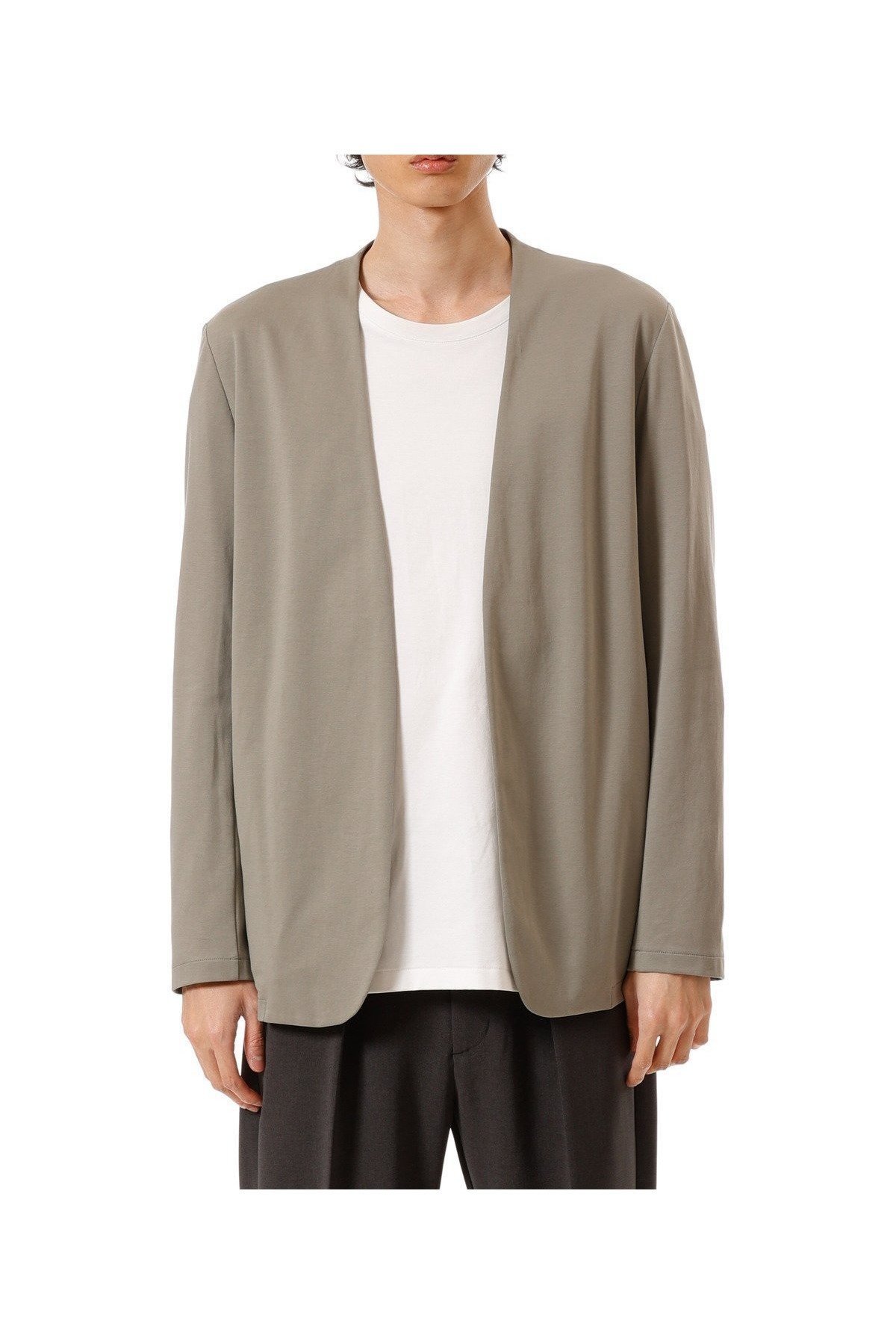 【アタッチメント/ATTACHMENT / MEN】のコットンダブルフェイス ノーカラーカーディガン インテリア・キッズ・メンズ・レディースファッション・服の通販 founy(ファニー) 　ファッション　Fashion　メンズファッション　Fashion for Men　カーディガン　Cardigan, Knitwear　人気　Popular, Best Seller　定番　Standard, Basic Item　KHAKI GRAY|ID: prp329100004956875 ipo3291000000037194458