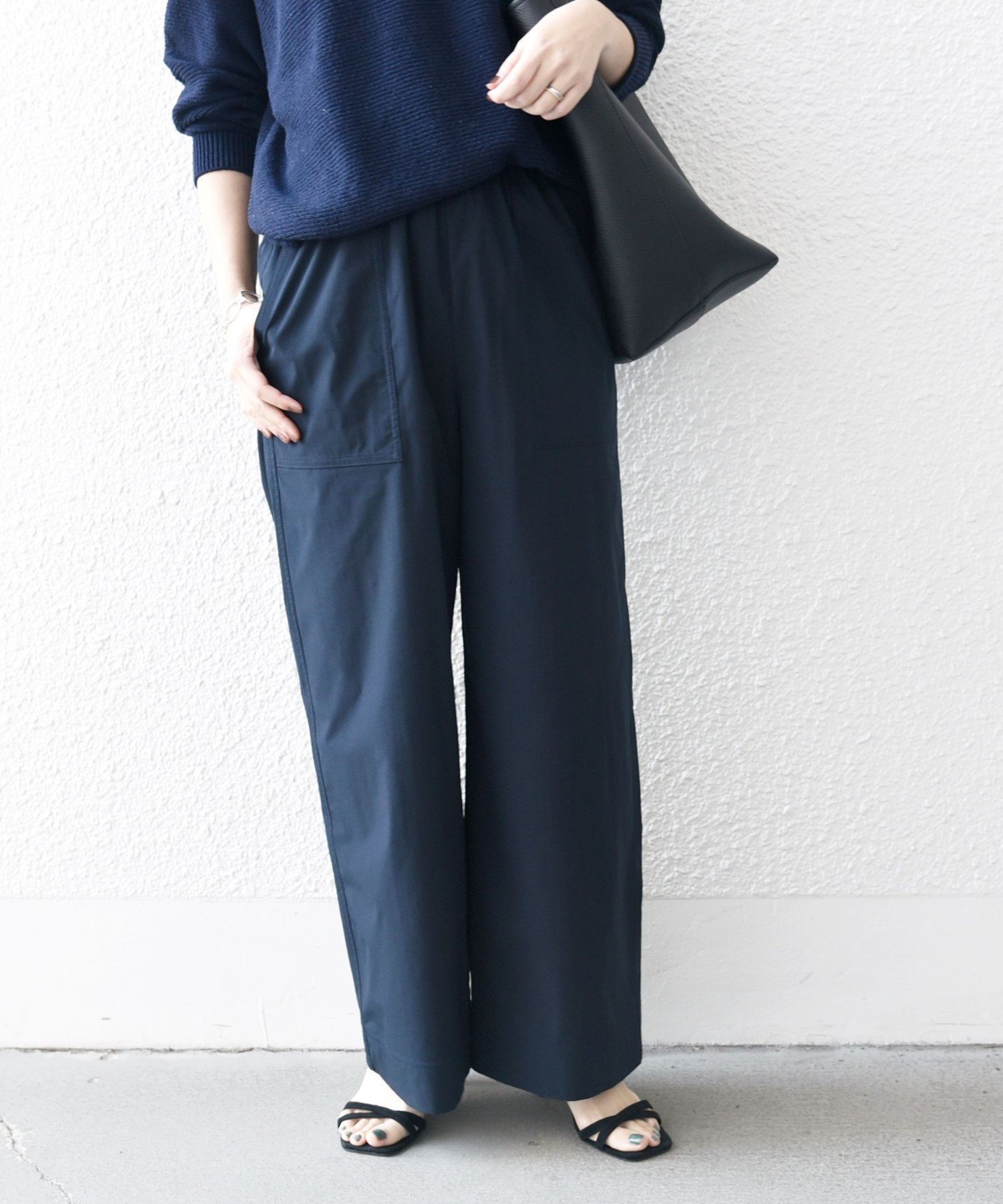 【シップス フォー ウィメン/SHIPS】の【WEB限定】SHIPS any 洗濯機可能 タイプライター イージー ベイカー パンツ 2 インテリア・キッズ・メンズ・レディースファッション・服の通販 founy(ファニー) 　ファッション　Fashion　レディースファッション　Fashion for Women　パンツ　Pants & Trousers　洗える　Machine Washable　カットソー　Cut and Sewn Top　タイプライター　Typewriter Fabric, Crisp Cotton　人気　Popular, Best Seller　フロント　Front, Front Design　ポケット　Pocket, Pocket Detail　ワイド　Wide, Wide Fit　おすすめ　Recommended / Our Picks　2026年　2026　2026春夏・S/S　Spring/Summer 2026 SS26　ネイビー|ID: prp329100004956895 ipo3291000000037194623