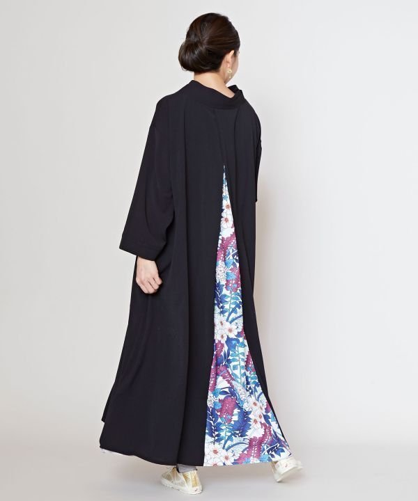 【アミナコレクション/Amina Collection】の【カヤ】そよ風八掛ワンピース インテリア・キッズ・メンズ・レディースファッション・服の通販 founy(ファニー) 　ファッション　Fashion　レディースファッション　Fashion for Women　ワンピース　Dresses　プリント　Print, Printed Pattern　エレガント 上品　Elegant　無地　Plain, Solid Color　スミクロ|ID: prp329100004956944 ipo3291000000037194967