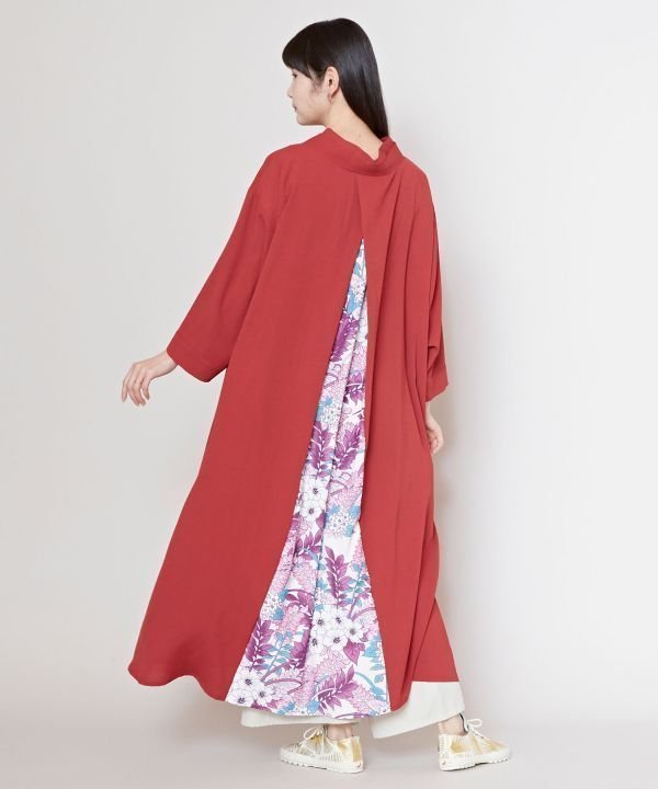 【アミナコレクション/Amina Collection】の【カヤ】そよ風八掛ワンピース インテリア・キッズ・メンズ・レディースファッション・服の通販 founy(ファニー) 　ファッション　Fashion　レディースファッション　Fashion for Women　ワンピース　Dresses　プリント　Print, Printed Pattern　エレガント 上品　Elegant　無地　Plain, Solid Color　レッド|ID: prp329100004956944 ipo3291000000037194969