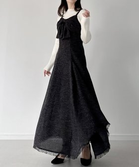 【ジュノア/JUNOAH】のmipiarl 薄手ツイードフロントリボンラッフルキャミワンピース 人気、トレンドファッション・服の通販 founy(ファニー) ファッション Fashion レディースファッション Fashion for Women ワンピース Dresses キャミソールワンピース Camisole Dresses |ID:prp329100004956949