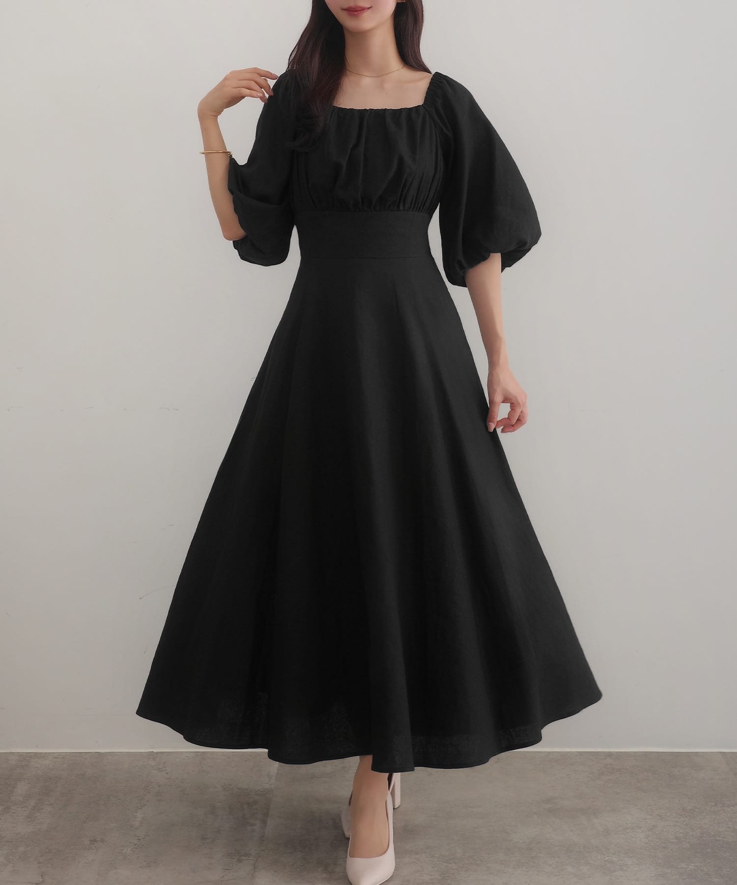 【ジュノア/JUNOAH】のCENEA 2wayリネン混フレアワンピース インテリア・キッズ・メンズ・レディースファッション・服の通販 founy(ファニー) 　ファッション　Fashion　レディースファッション　Fashion for Women　ワンピース　Dresses　フレア　Flare, Flared　リネン　Linen, Linen Fabric　ブラック|ID: prp329100004956957 ipo3291000000037195050