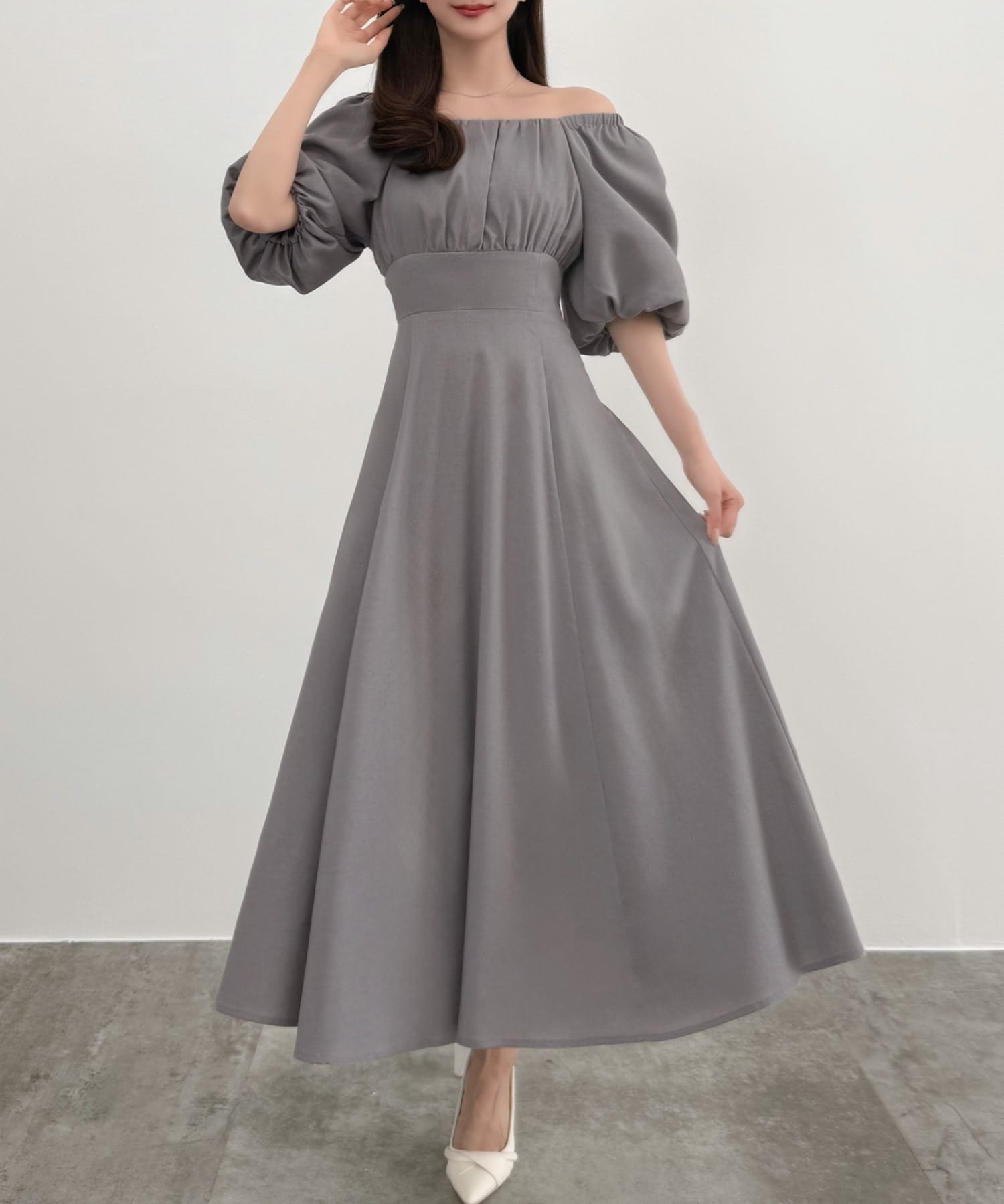 【ジュノア/JUNOAH】のCENEA 2wayリネン混フレアワンピース インテリア・キッズ・メンズ・レディースファッション・服の通販 founy(ファニー) 　ファッション　Fashion　レディースファッション　Fashion for Women　ワンピース　Dresses　フレア　Flare, Flared　リネン　Linen, Linen Fabric　ブルーグレー|ID: prp329100004956957 ipo3291000000037195052