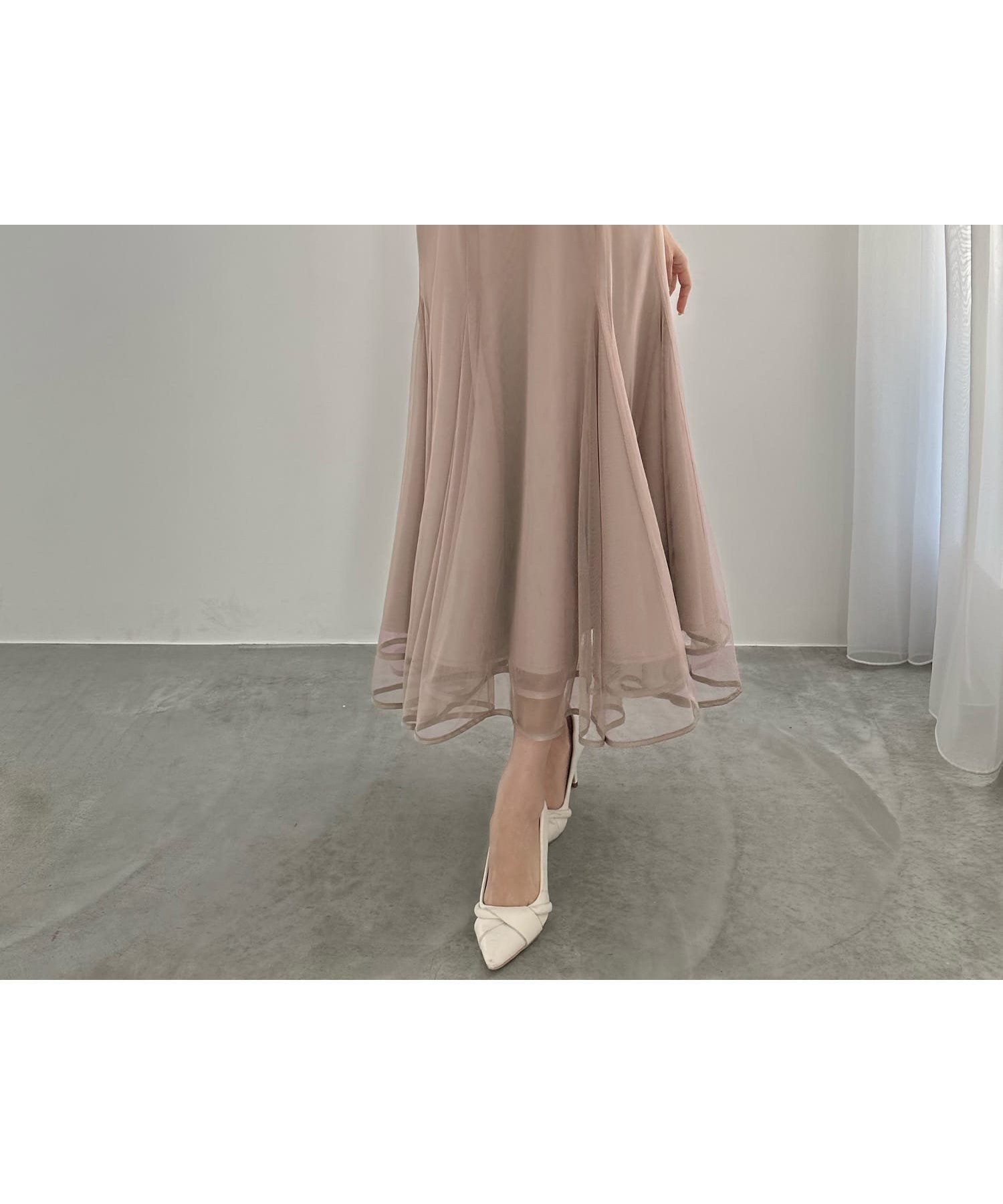 【ジュノア/JUNOAH】のCENEA 2wayチュールマーメイドワンピース インテリア・キッズ・メンズ・レディースファッション・服の通販 founy(ファニー) 　ファッション　Fashion　レディースファッション　Fashion for Women　ワンピース　Dresses　ウォッシュ　Washed Finish　タンブラー　Tumbler, Travel Mug　ダメージ　Distressed, Destroyed　チュール　Tulip, Tulip Motif　ネップ　Nepp, Slub Yarn　プリント　Print, Printed Pattern　おすすめ　Recommended / Our Picks　ピンクベージュ|ID: prp329100004956980 ipo3291000000037195213