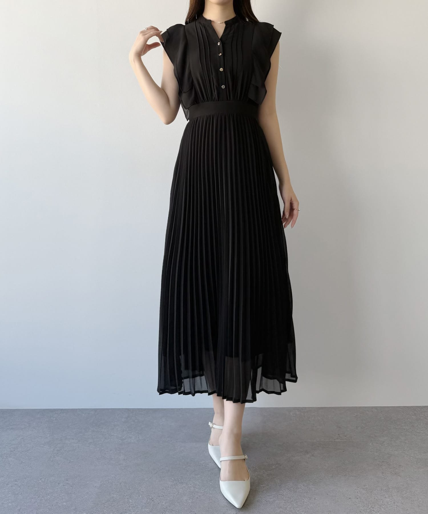 【ジュノア/JUNOAH】のmipiarl ラッフルピンタックプリーツワンピース 人気、トレンドファッション・服の通販 founy(ファニー) 　ファッション　Fashion　レディースファッション　Fashion for Women　ワンピース　Dresses　 other-1|ID: prp329100004956982 ipo3291000000037195224