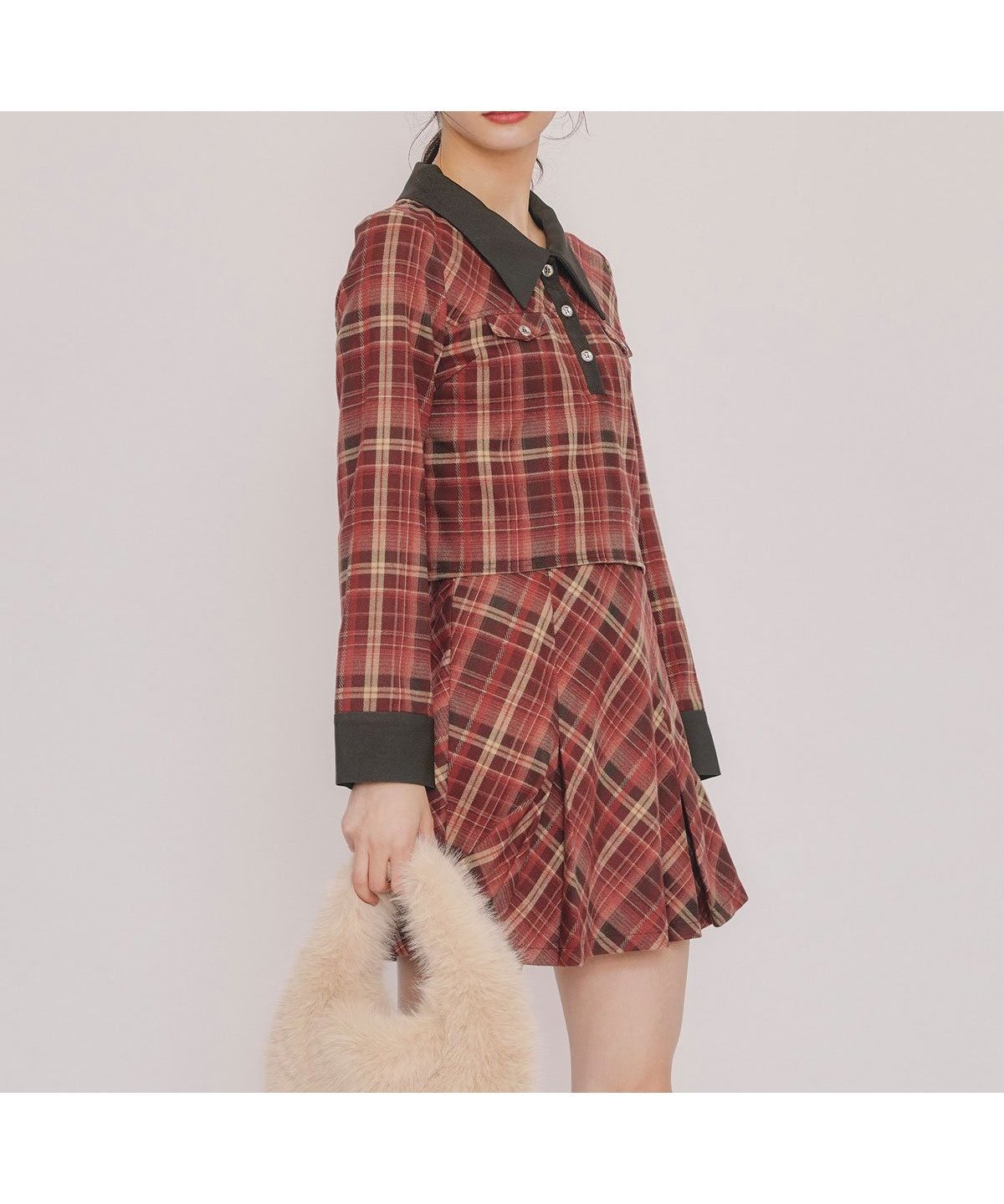 【レディアゼル/REDYAZEL】のバイアスチェックショートブラウス*プリーツミニスカートセットアップ 人気、トレンドファッション・服の通販 founy(ファニー) 　ファッション　Fashion　レディースファッション　Fashion for Women　セットアップ　Matching Sets　スカート・ミニ/ミディ/マキシ　Skirts / Mini, Midi & Maxi Skirts　スカート　Skirts　ミニスカート　Mini Skirts　クラシック　Classic, Timeless Style　コンパクト　Compact, Small Size　ジャケット　Jacket, Outerwear　セットアップ　Set-Up, Coordinated Outfit　チェック　Check, Plaid, Tartan　バイアス　Bias, Diagonal Cut　フィット　Fit, Slim Fit　エレガント 上品　Elegant　 other-1|ID: prp329100004956992 ipo3291000000037195292