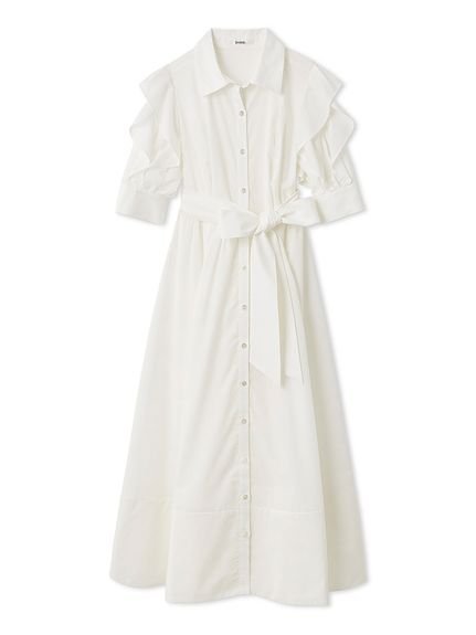 【スナイデル/SNIDEL】のSustainableフリルデザインシャツワンピース インテリア・キッズ・メンズ・レディースファッション・服の通販 founy(ファニー) 　ファッション　Fashion　レディースファッション　Fashion for Women　ワンピース　Dresses　シャツワンピース / 1枚で着映えコーデ　Shirt Dresses　インナーキャミ　Inner Camisole　ウェーブ　Wavy Pattern　オックス　Oxford Fabric　カフス　Cuff Design　今季　This Season, Current Season　ストライプ　Stripe, Striped Pattern　ストレート　Straight, Straight Cut　スマート　Smart, Elegant　チェック　Check, Plaid, Tartan　トレンド　Trend, Trending Now　フェミニン　Feminine, Girly　フリル　Frill, Ruffle　フロント　Front, Front Design　無地　Plain, Solid Color　リボン　Ribbon, Bow　おすすめ　Recommended / Our Picks　WHT[001]|ID: prp329100004957076 ipo3291000000037195895