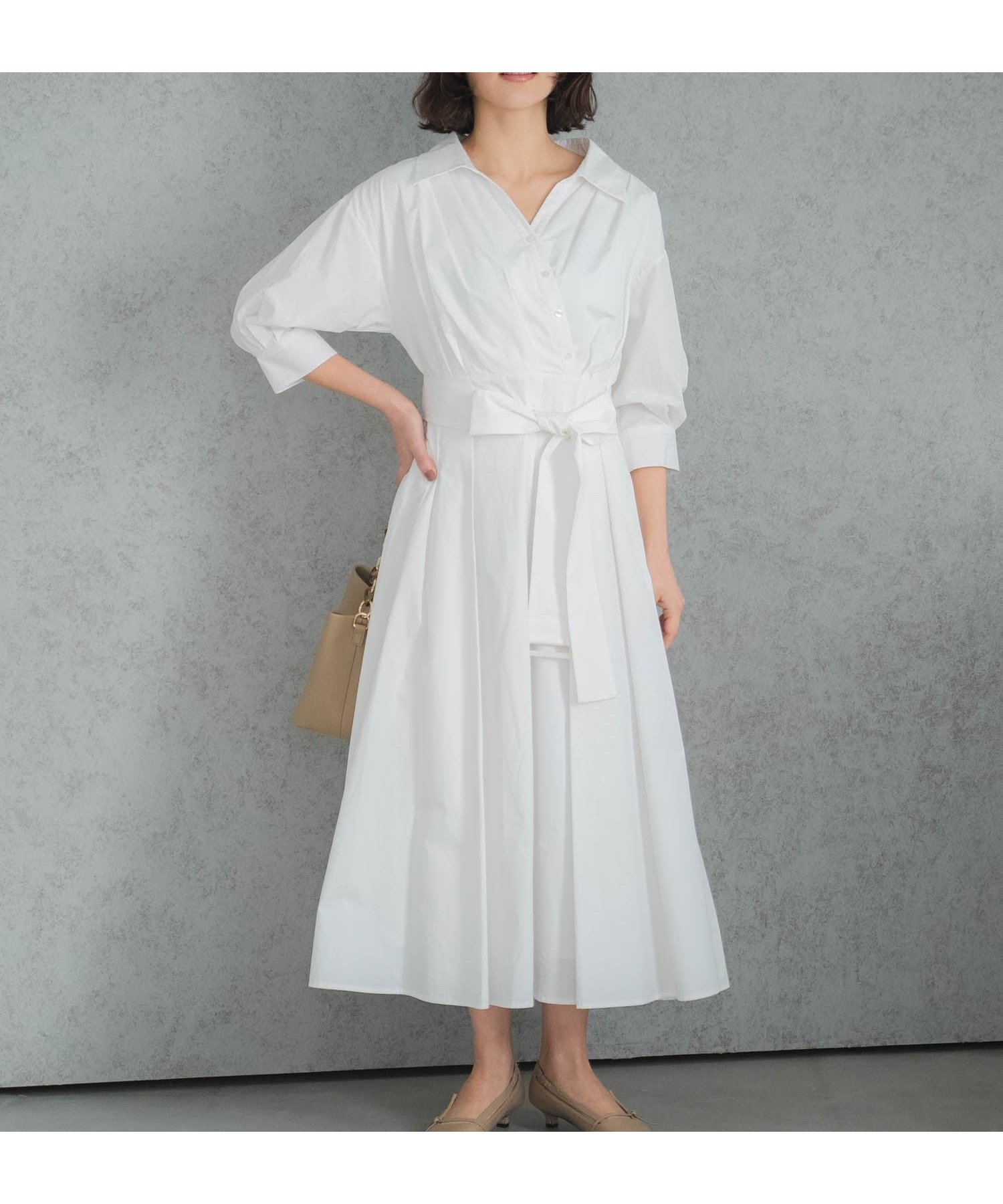 【ノエラ/Noela】のカシュクールウエストリボンワンピース 人気、トレンドファッション・服の通販 founy(ファニー) 　ファッション　Fashion　レディースファッション　Fashion for Women　ワンピース　Dresses　ストライプ　Stripe, Striped Pattern　フレア　Flare, Flared　ポケット　Pocket, Pocket Detail　春　Spring　無地　Plain, Solid Color　 other-1|ID: prp329100004957127 ipo3291000000037196238