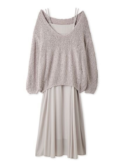 【スナイデル/SNIDEL】のスラブニットセットワンピース インテリア・キッズ・メンズ・レディースファッション・服の通販 founy(ファニー) 　ファッション　Fashion　レディースファッション　Fashion for Women　ワンピース　Dresses　イエロー　Yellow　ウェーブ　Wavy Pattern　エレガント 上品　Elegant　春　Spring　キャミソール　Camisole, Spaghetti Strap Top　今季　This Season, Current Season　シンプル　Simple, Minimal　ストレート　Straight, Straight Cut　スマート　Smart, Elegant　ラベンダー　Lavender　リボン　Ribbon, Bow　ロング　Long, Long-Length　おすすめ　Recommended / Our Picks　LAV[071]|ID: prp329100004957136 ipo3291000000037196334