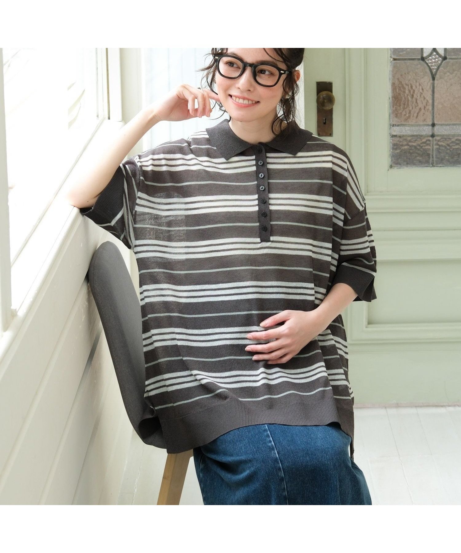 【レプシィム ローリーズファーム/LEPSIM LOWRYS FARM】の【産前・産後対応】マタニティ/シアーボーダーニットポロ 人気、トレンドファッション・服の通販 founy(ファニー) 　ファッション　Fashion　キッズファッション　Fashion for Kids　おすすめ　Recommended / Our Picks　インナー　Innerwear　キャミワンピース　Cami Dress, Slip Dress　シアー　Sheer, See-Through　スリット　Slit, Slit Detail　 other-1|ID: prp329100004957217 ipo3291000000037196919