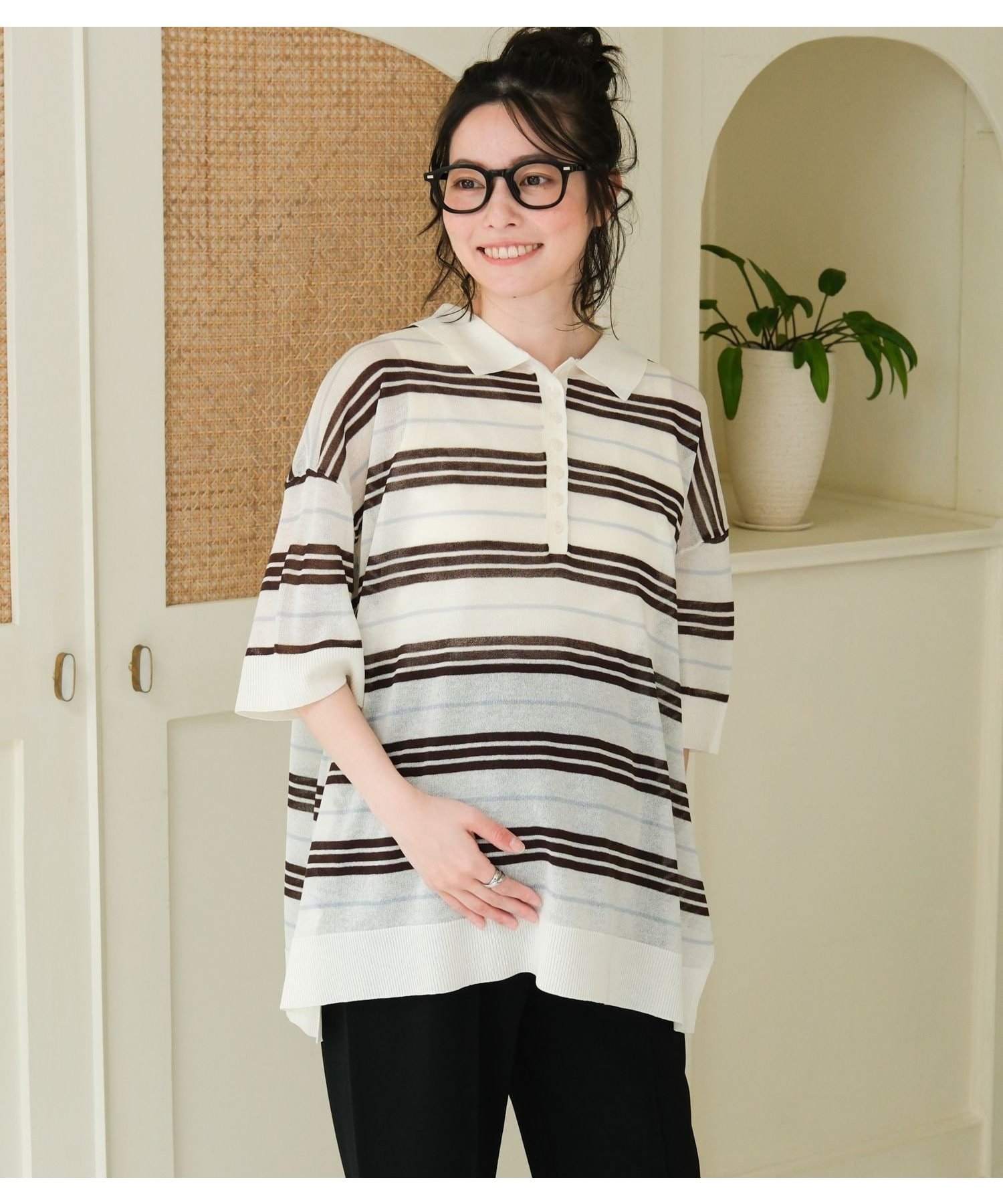 【レプシィム ローリーズファーム/LEPSIM LOWRYS FARM】の【産前・産後対応】マタニティ/シアーボーダーニットポロ インテリア・キッズ・メンズ・レディースファッション・服の通販 founy(ファニー) 　ファッション　Fashion　キッズファッション　Fashion for Kids　おすすめ　Recommended / Our Picks　インナー　Innerwear　キャミワンピース　Cami Dress, Slip Dress　シアー　Sheer, See-Through　スリット　Slit, Slit Detail　ナチュラル08|ID: prp329100004957217 ipo3291000000037196924