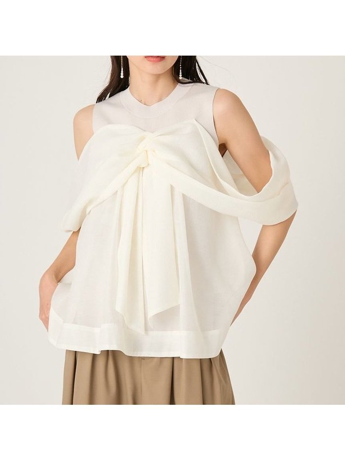 【フレイ アイディー/FRAY I.D】のニットコンビペプラムトップス インテリア・キッズ・メンズ・レディースファッション・服の通販 founy(ファウニー) https://founy.com/ ファッション Fashion レディースファッション Fashion for Women トップス・カットソー Cut & Sew Tops ニット Knit Tops & Sweaters エアリー Airy Texture シアー Sheer, See-Through スマート Smart, Elegant ツイスト Tweed, Tweed Fabric ドッキング Docking, Mixed Material ドット Polka Dot, Dot Pattern フィット Fit, Slim Fit プリント Print, Printed Pattern ペプラム Peplum, Flared Hem リボン Ribbon, Bow |ID: prp329100004960298 ipo3291000000037217461