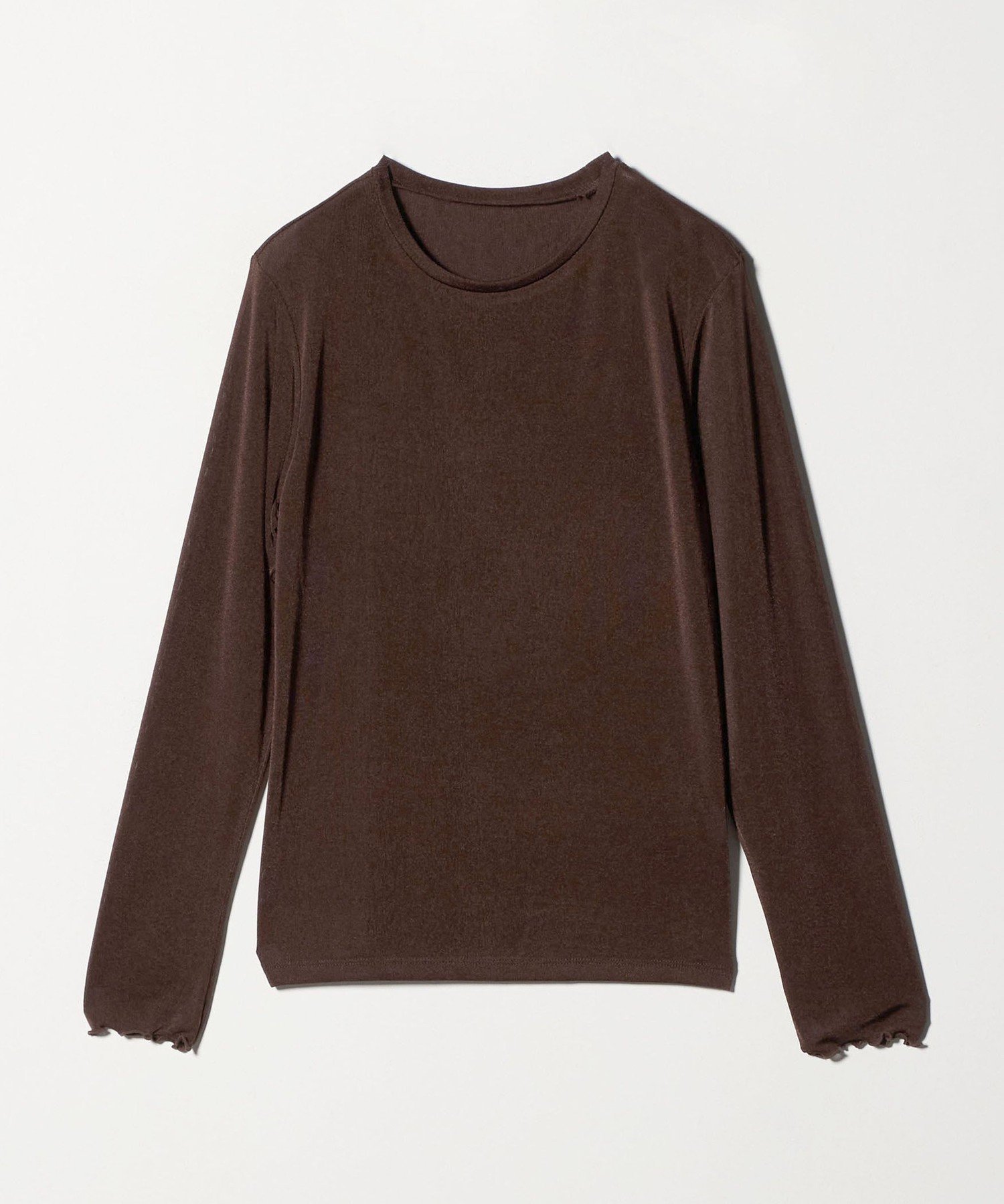 【ユナイテッドアローズ/UNITED ARROWS】のシャイニーリブ クルーネックTシャツ A DAY IN THE LIFE インテリア・キッズ・メンズ・レディースファッション・服の通販 founy(ファニー) 　ファッション　Fashion　レディースファッション　Fashion for Women　トップス・カットソー　Cut & Sew Tops　シャツ・ブラウス・オフィスカジュアル　Elegant Blouses & Button-Ups　ロングTシャツ・Tシャツ　Longline T-Shirts & Tees　インナー　Innerwear　洗える　Machine Washable　カットソー　Cut and Sewn Top　今季　This Season, Current Season　シンプル　Simple, Minimal　人気　Popular, Best Seller　長袖　Long Sleeve, Full Sleeve　ブライト　Bright, Shiny　ベスト　Vest, Waistcoat　アウトレット　Outlet / Clearance　おすすめ　Recommended / Our Picks　DK.BROWN|ID: prp329100004960305 ipo3291000000037217559