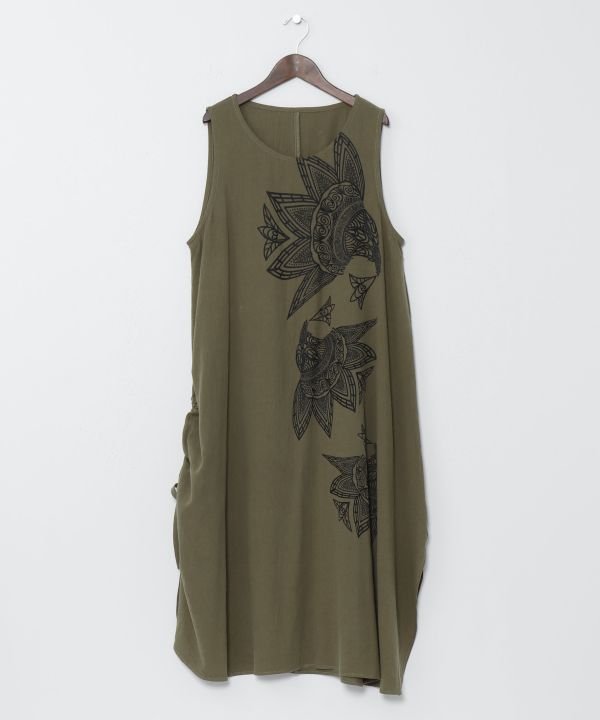 【アミナコレクション/Amina Collection】の【チャイハネ】スキナドノースリーブワンピース インテリア・キッズ・メンズ・レディースファッション・服の通販 founy(ファニー) 　ファッション　Fashion　レディースファッション　Fashion for Women　ワンピース　Dresses　カーキ|ID: prp329100004960336 ipo3291000000037217754