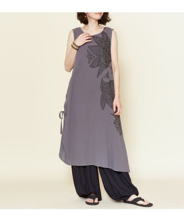 【アミナコレクション/Amina Collection】の【チャイハネ】スキナドノースリーブワンピース インテリア・キッズ・メンズ・レディースファッション・服の通販 founy(ファニー) 　ファッション　Fashion　レディースファッション　Fashion for Women　ワンピース　Dresses　グレー|ID: prp329100004960336 ipo3291000000037217759