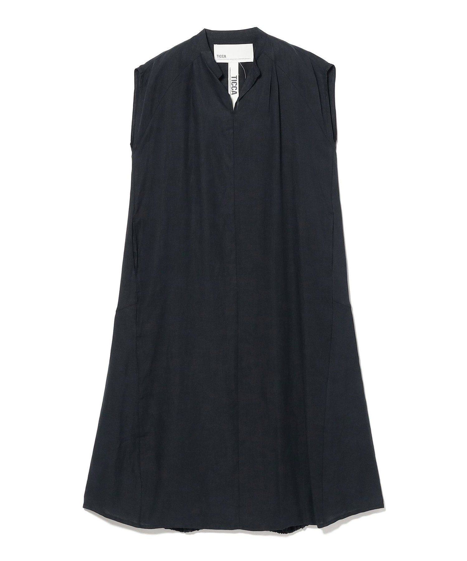 【デミルクス ビームス/Demi-Luxe BEAMS】のTICCA / リネン フレンチスリーブ バルーン ワンピース インテリア・キッズ・メンズ・レディースファッション・服の通販 founy(ファニー) 　ファッション　Fashion　レディースファッション　Fashion for Women　ワンピース　Dresses　春　Spring　サンダル　Sandals, Summer Shoes　ジャケット　Jacket, Outerwear　スリーブ　Sleeve, Long Sleeve / Short Sleeve　デコルテ　Décolleté, Neckline　バランス　Balance, Style Balance　バルーン　Balloon, Balloon Silhouette　パターン　Pattern, Design Print　フレンチ　French, French Style　ベーシック　Basic, Essential　リネン　Linen, Linen Fabric　リラックス　Relax, Relaxed Fit　ロング　Long, Long-Length　ワーク　Workwear, Utility Style　S/S・春夏　SS, Spring/Summer, Warm Season　夏　Summer　エレガント 上品　Elegant　NAVY|ID: prp329100004960341 ipo3291000000037217776