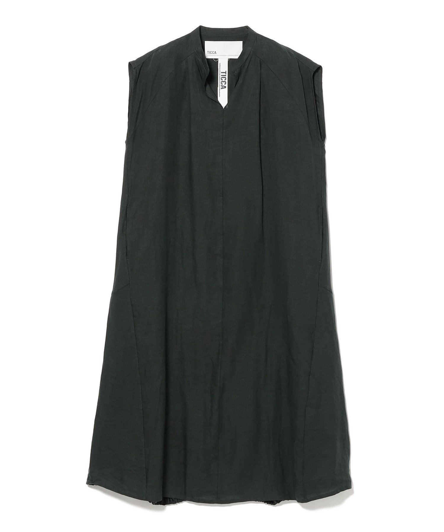 【デミルクス ビームス/Demi-Luxe BEAMS】のTICCA / リネン フレンチスリーブ バルーン ワンピース インテリア・キッズ・メンズ・レディースファッション・服の通販 founy(ファニー) 　ファッション　Fashion　レディースファッション　Fashion for Women　ワンピース　Dresses　春　Spring　サンダル　Sandals, Summer Shoes　ジャケット　Jacket, Outerwear　スリーブ　Sleeve, Long Sleeve / Short Sleeve　デコルテ　Décolleté, Neckline　バランス　Balance, Style Balance　バルーン　Balloon, Balloon Silhouette　パターン　Pattern, Design Print　フレンチ　French, French Style　ベーシック　Basic, Essential　リネン　Linen, Linen Fabric　リラックス　Relax, Relaxed Fit　ロング　Long, Long-Length　ワーク　Workwear, Utility Style　S/S・春夏　SS, Spring/Summer, Warm Season　夏　Summer　エレガント 上品　Elegant　KHAKI|ID: prp329100004960341 ipo3291000000037217777