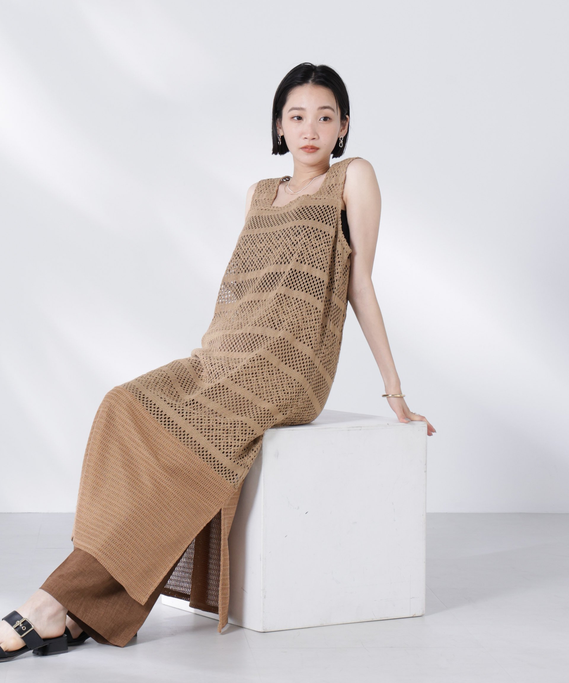 【ナノ ユニバース/nano universe】のクロシェニット風レースノースリーブワンピース 人気、トレンドファッション・服の通販 founy(ファニー) 　ファッション　Fashion　レディースファッション　Fashion for Women　ワンピース　Dresses　インナー　Innerwear　キャミソール　Camisole, Spaghetti Strap Top　タンク　Tank Top, Sleeveless Top　デニム　Denim, Jeans Material　トレンド　Trend, Trending Now　ノースリーブ　Sleeveless, No-Sleeve　マキシ　Maxi, Full Length　レース　Lace, Lace Fabric　アウトレット　Outlet / Clearance　おすすめ　Recommended / Our Picks　エレガント 上品　Elegant　2025年　2025　2025春夏・S/S　Spring/Summer 2025 SS25　 other-1|ID: prp329100004960360 ipo3291000000037217853