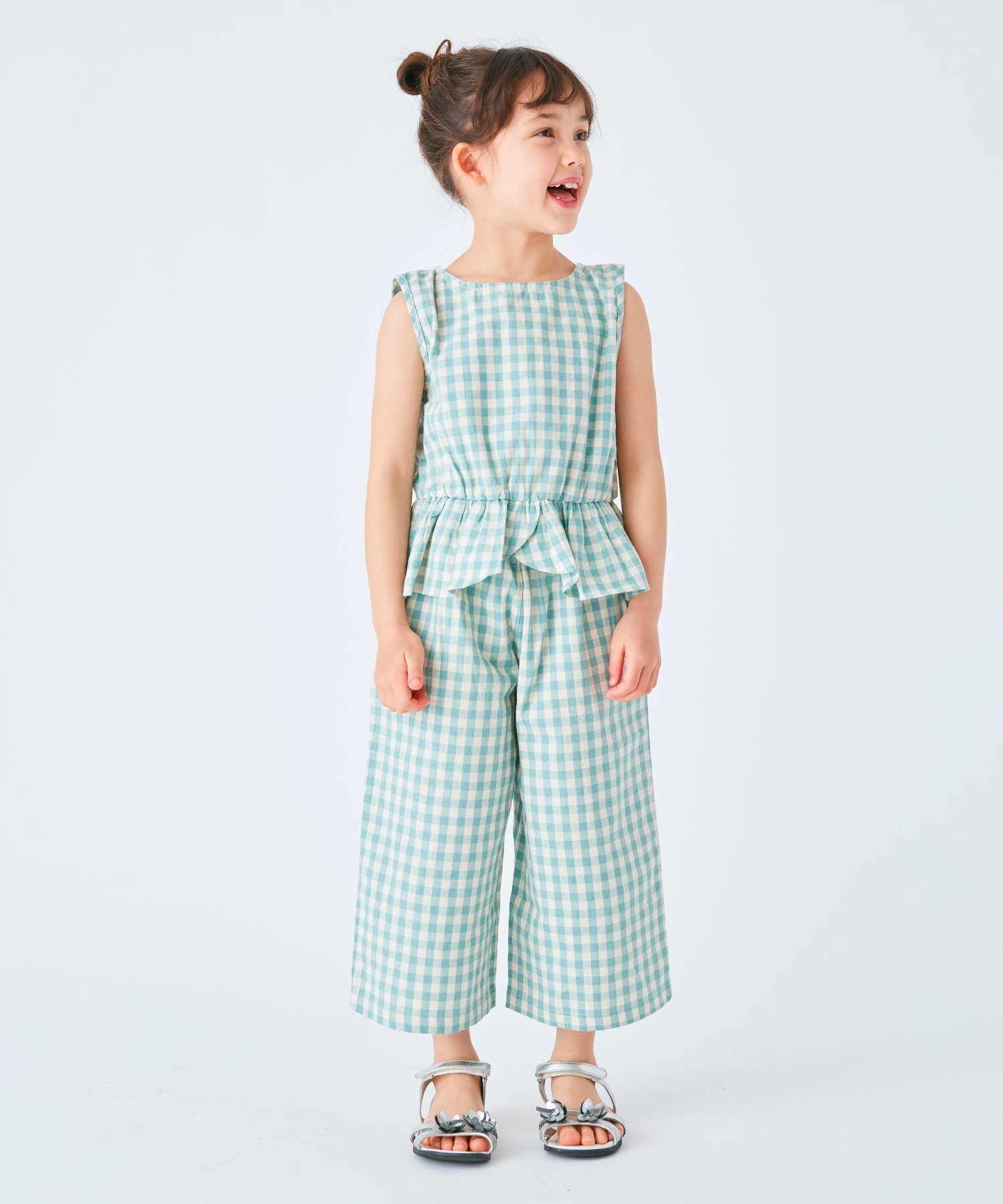 【その他のブランド/Other】のフリルつきセットアップ インテリア・キッズ・メンズ・レディースファッション・服の通販 founy(ファニー) 　ファッション　Fashion　キッズファッション　Fashion for Kids　ギンガム　Gingham, Gingham Fabric　ストライプ　Stripe, Striped Pattern　セットアップ　Set-Up, Coordinated Outfit　チェック　Check, Plaid, Tartan　トレンド　Trend, Trending Now　ドット　Polka Dot, Dot Pattern　フラワー　Flower, Floral　フリル　Frill, Ruffle　ミックス　Mix, Mixed Style　ラベンダー　Lavender　ワイド　Wide, Wide Fit　再入荷　Restock / Back in Stock　ギンガムミント|ID: prp329100004960595 ipo3291000000037219262