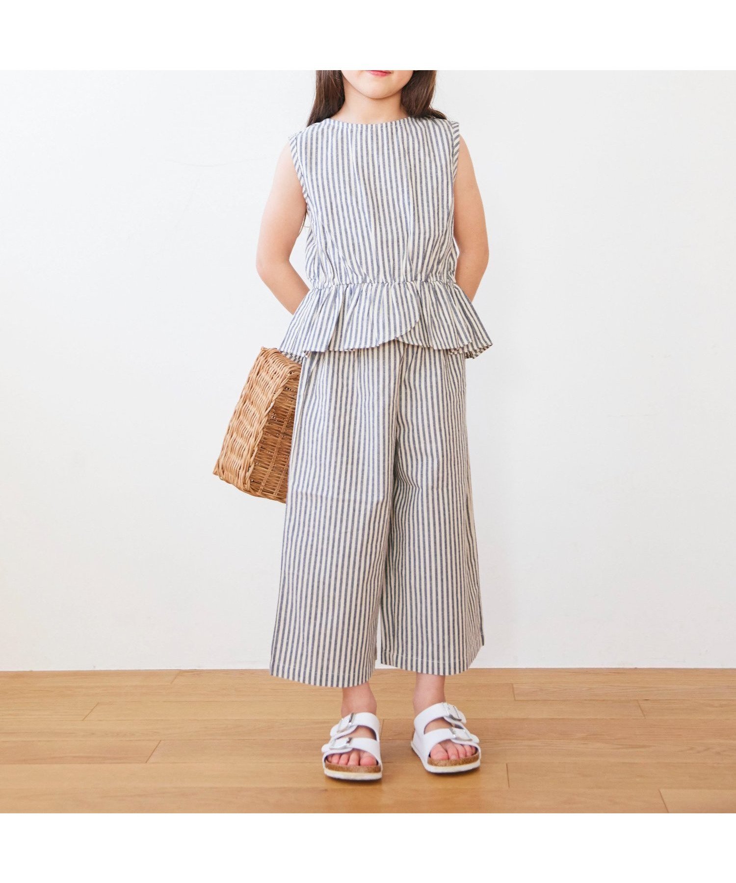 【その他のブランド/Other】のフリルつきセットアップ インテリア・キッズ・メンズ・レディースファッション・服の通販 founy(ファニー) 　ファッション　Fashion　キッズファッション　Fashion for Kids　ギンガム　Gingham, Gingham Fabric　ストライプ　Stripe, Striped Pattern　セットアップ　Set-Up, Coordinated Outfit　チェック　Check, Plaid, Tartan　トレンド　Trend, Trending Now　ドット　Polka Dot, Dot Pattern　フラワー　Flower, Floral　フリル　Frill, Ruffle　ミックス　Mix, Mixed Style　ラベンダー　Lavender　ワイド　Wide, Wide Fit　再入荷　Restock / Back in Stock　ストライプネイビー|ID: prp329100004960595 ipo3291000000037219269