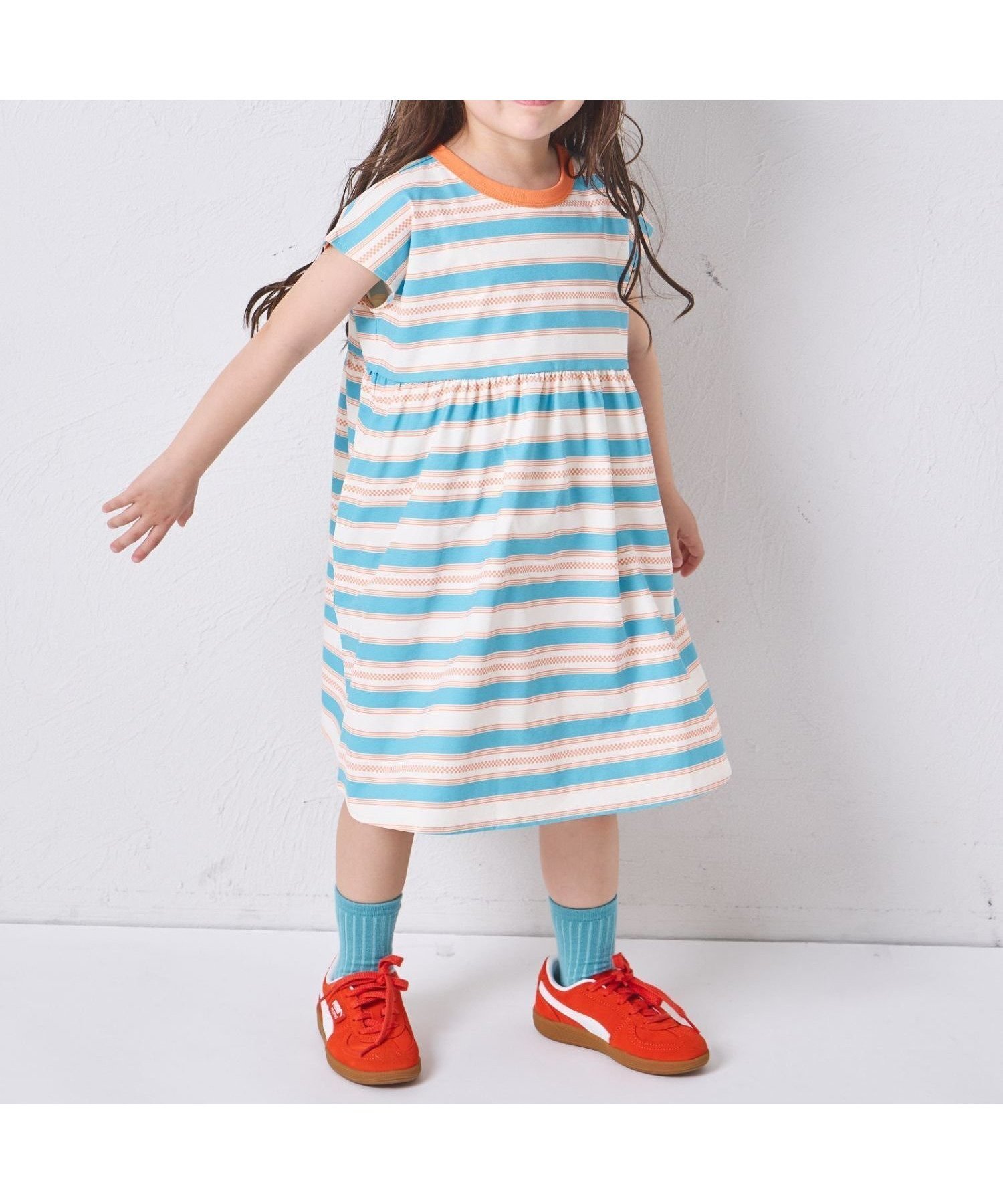 【ペアマノン/pairmanon / KIDS】の【リンクコーデ】【マルチファンクション】ガールズ ボーダーワンピース 人気、トレンドファッション・服の通販 founy(ファニー) 　ファッション　Fashion　キッズファッション　Fashion for Kids　ワンピース　Dresses　おすすめ　Recommended / Our Picks　ボーダー　Border, Stripe　吸水　Absorbent, Quick-Dry　 other-1|ID: prp329100004960673 ipo3291000000037219684