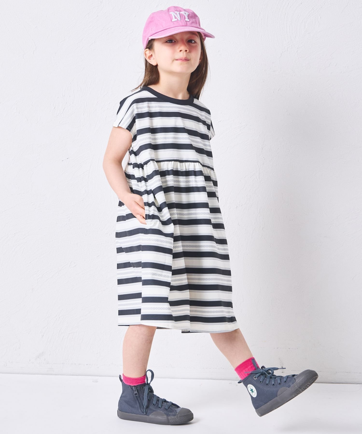 【ペアマノン/pairmanon / KIDS】の【リンクコーデ】【マルチファンクション】ガールズ ボーダーワンピース インテリア・キッズ・メンズ・レディースファッション・服の通販 founy(ファニー) 　ファッション　Fashion　キッズファッション　Fashion for Kids　ワンピース　Dresses　おすすめ　Recommended / Our Picks　ボーダー　Border, Stripe　吸水　Absorbent, Quick-Dry　ブラック09|ID: prp329100004960673 ipo3291000000037219689